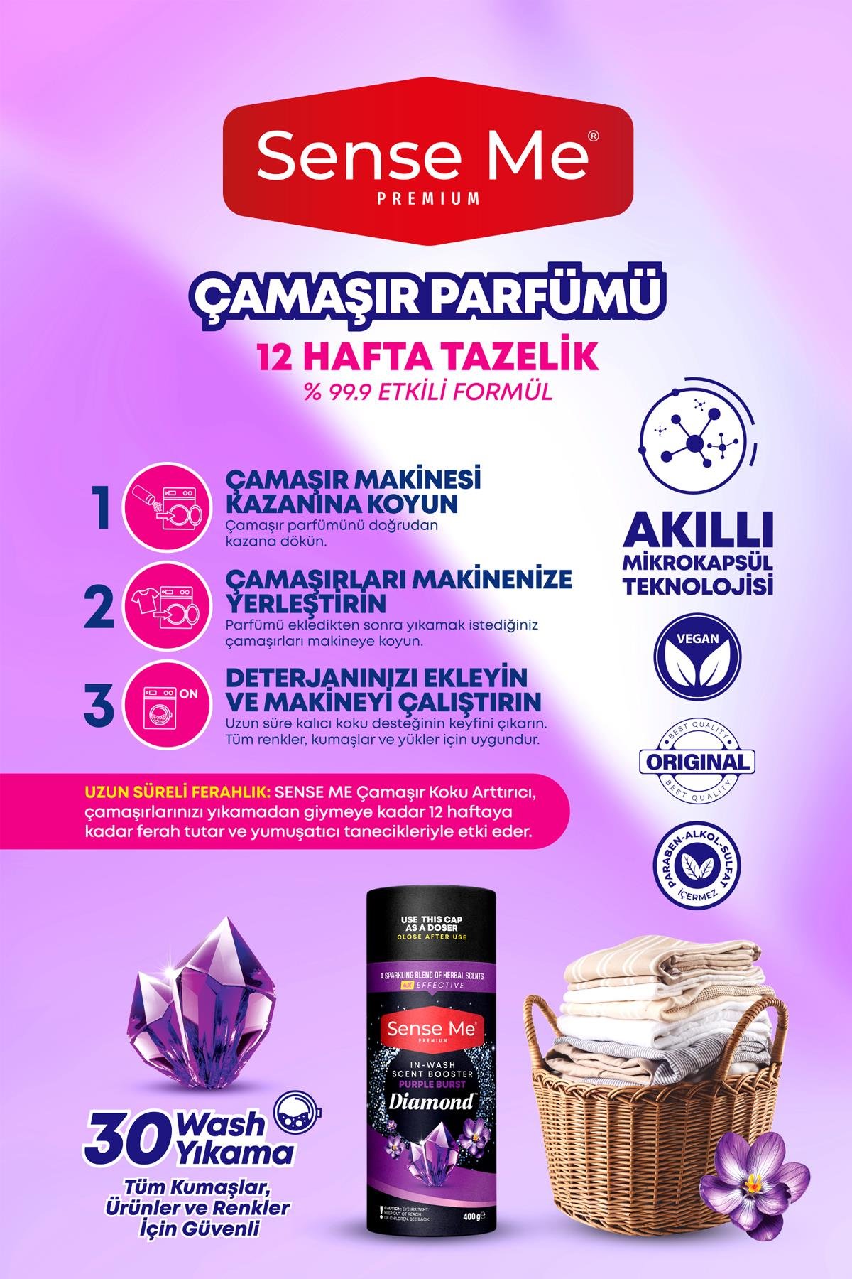 Sense Me Diamond Mor Esinti - Çamaşır Parfümü