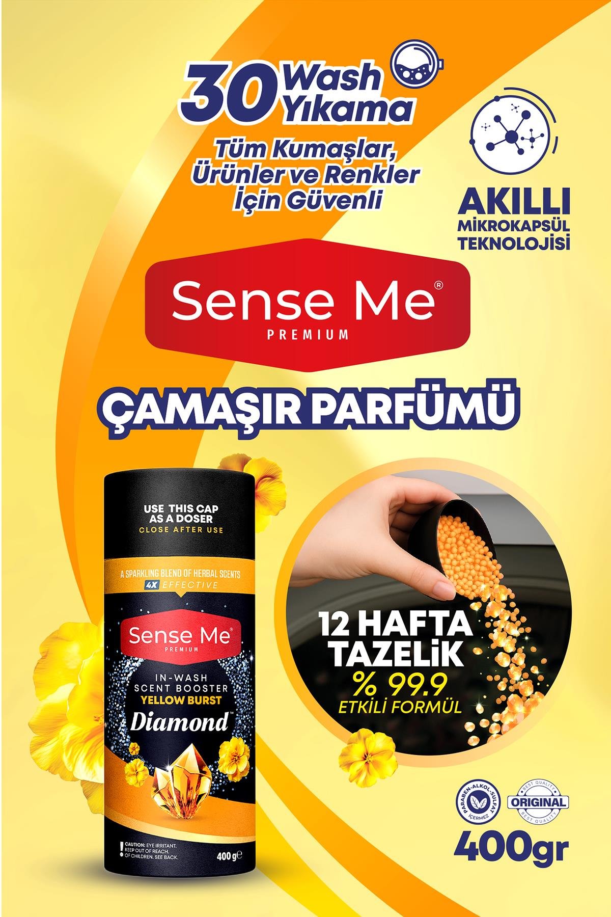 Sense Me Diamond Yellow Burst – In-Wash Scent Booster Çamaşır Parfümü