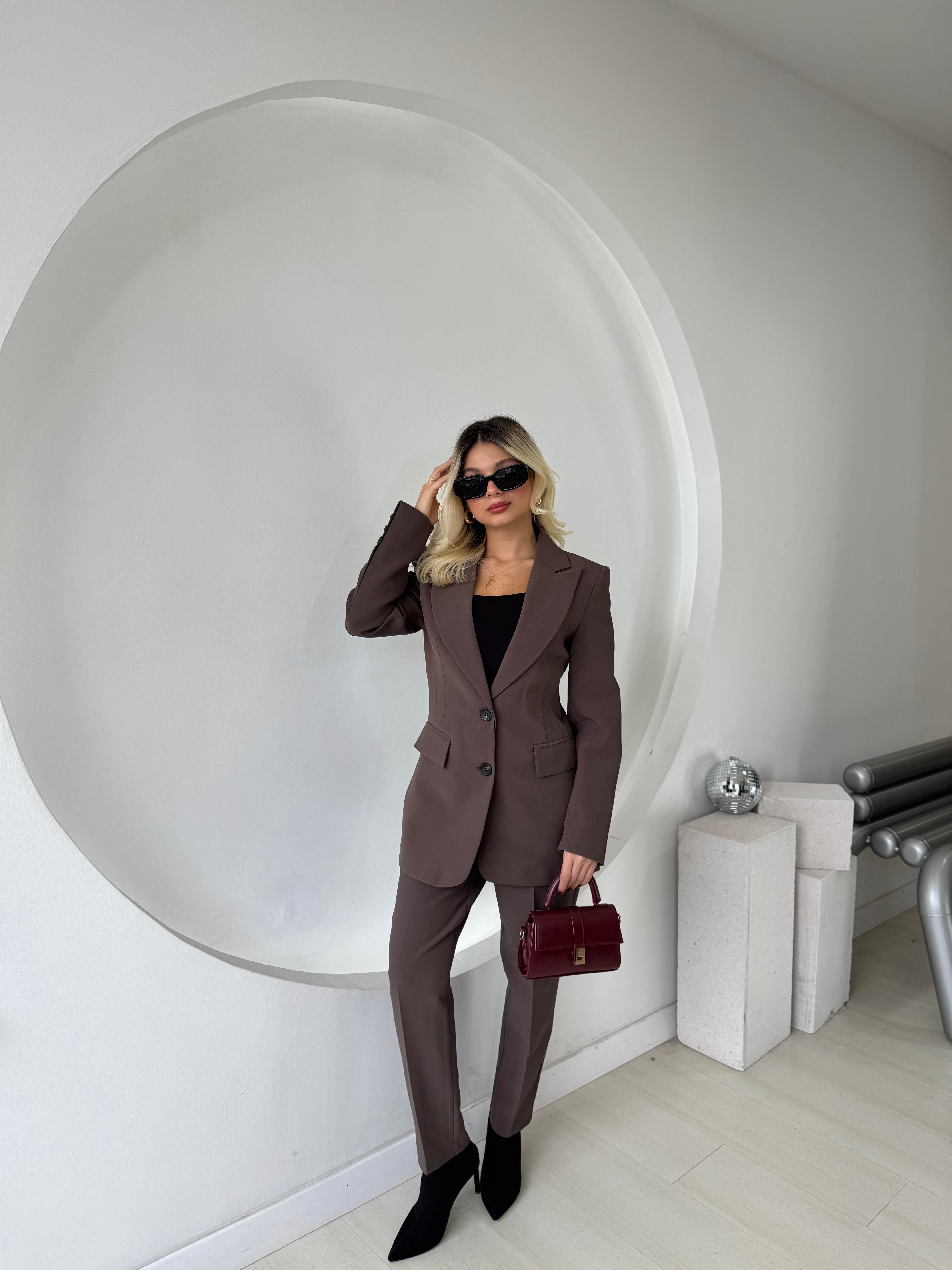 Taupe Yüksek Bel Pantolon