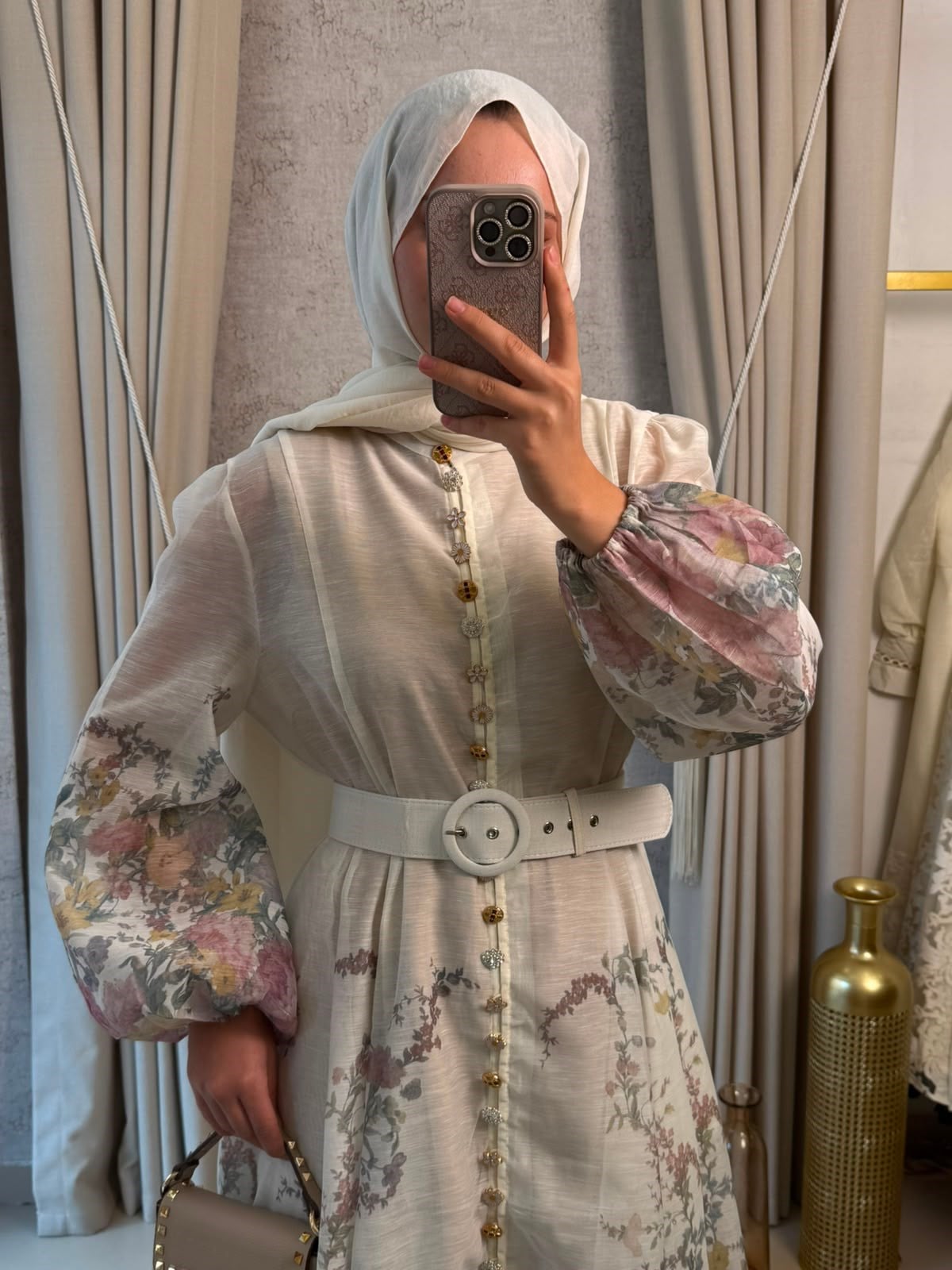 MMZ Pembe Çiçek Desenli Elbise