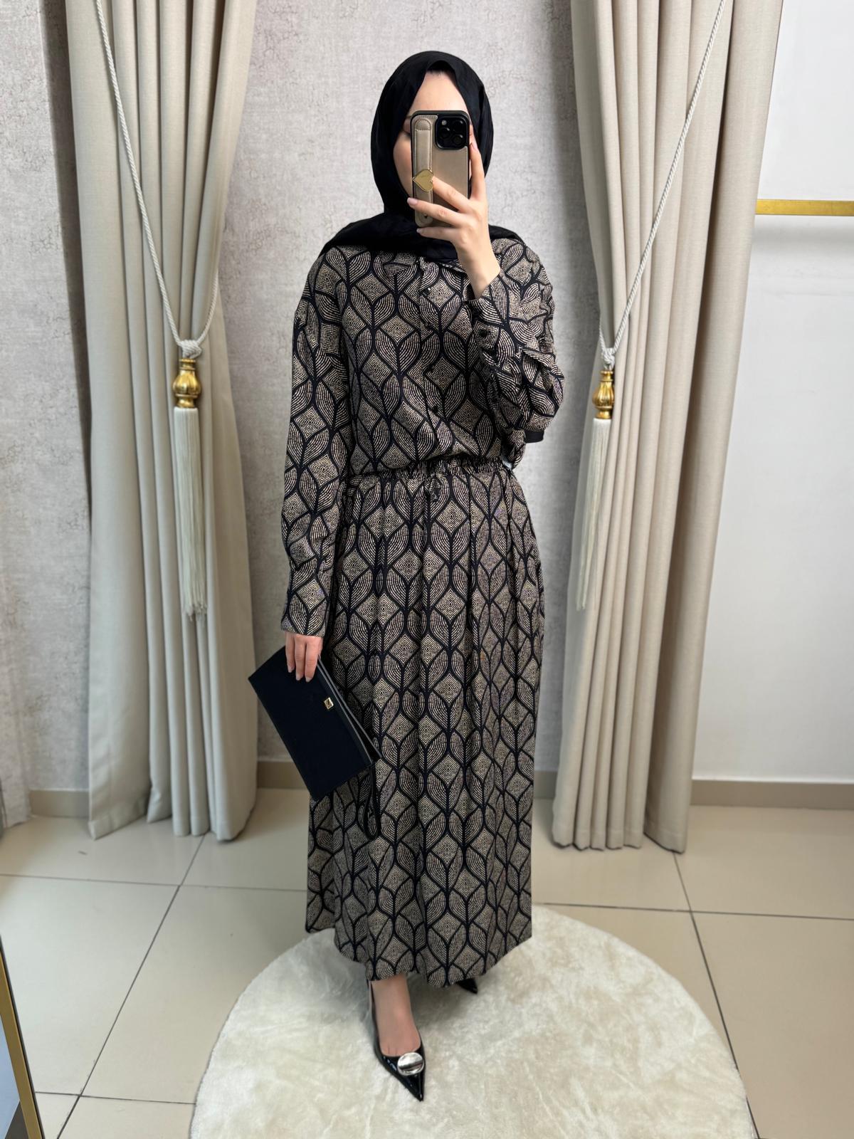 Miori Torino Etekli Rayon Viskon Etekli Takım Siyah