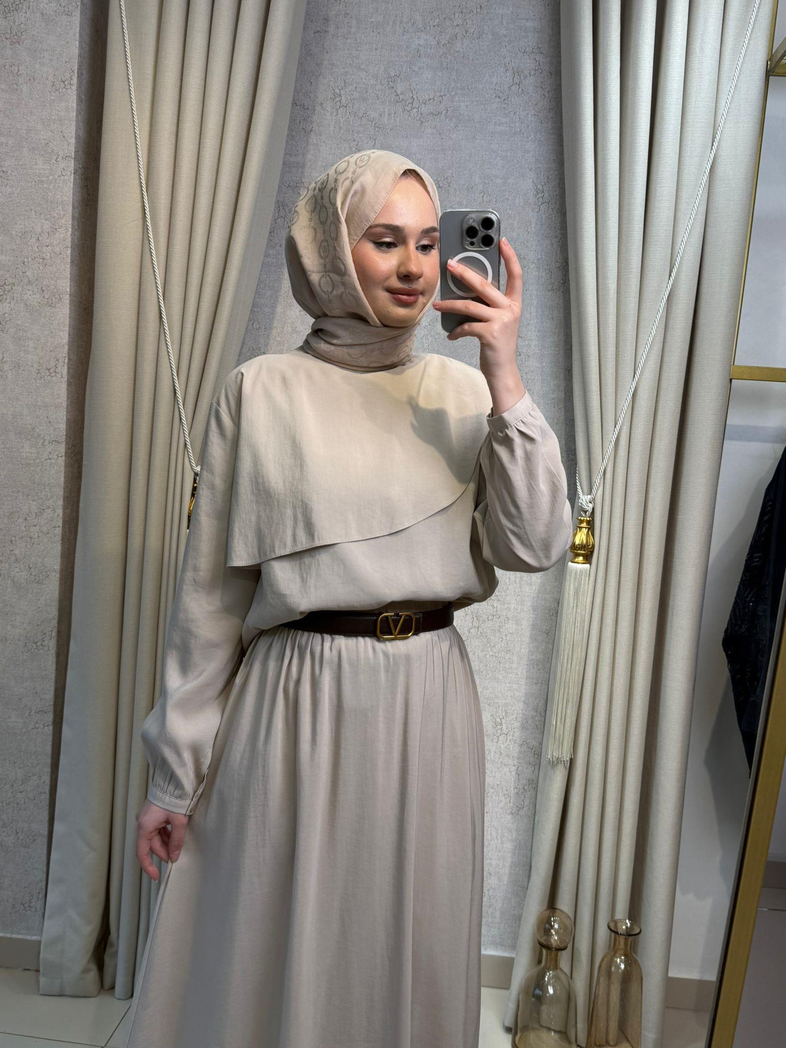 Nuss 1088 Modal Kumaş Etekli Takım Kum Beji