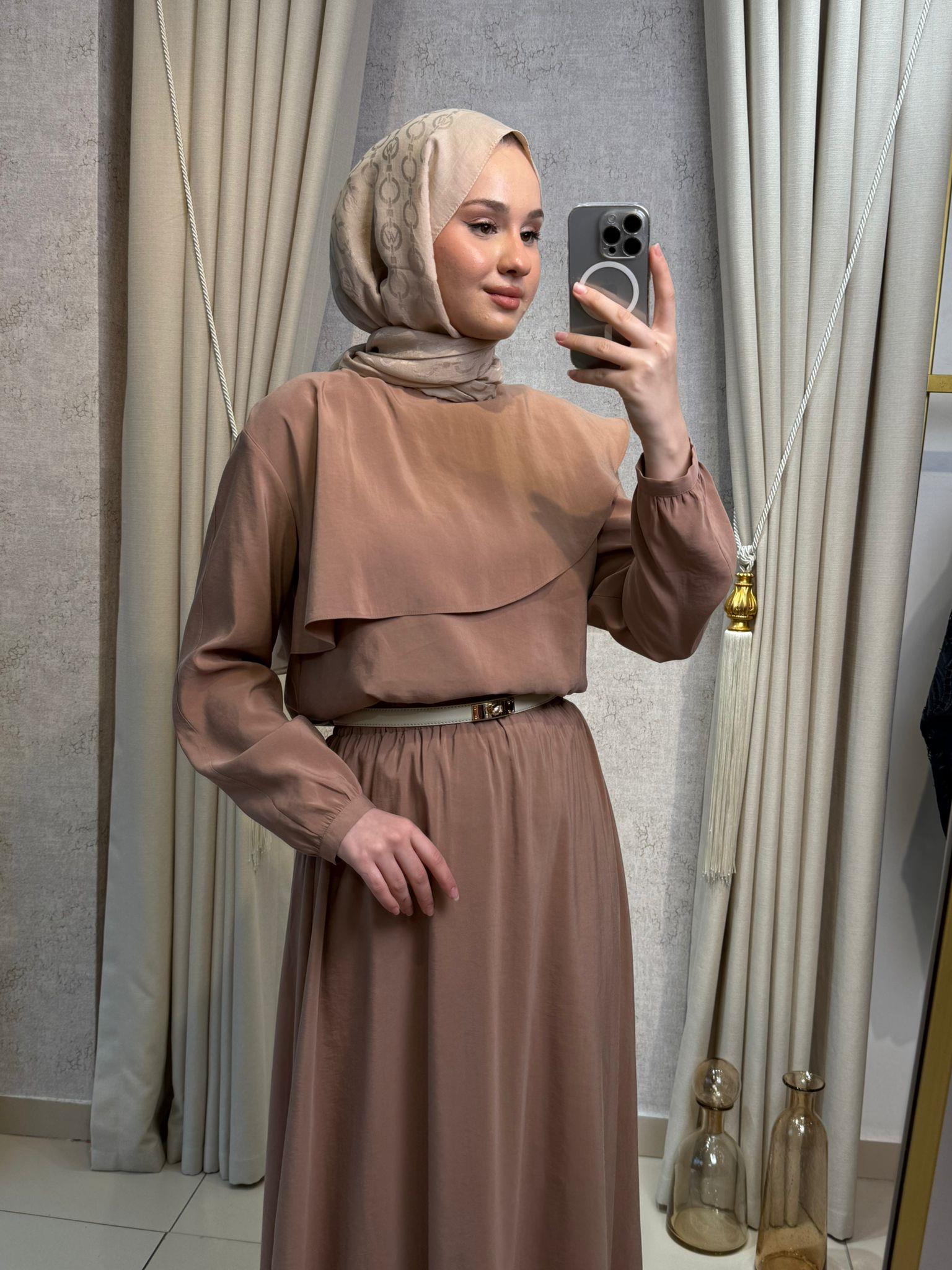 Nuss 1088 Modal Kumaş Etekli Takım Çikolata