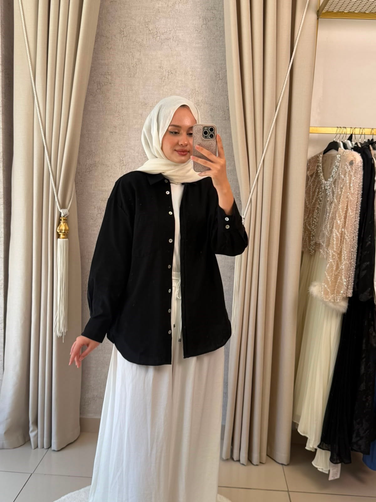 Orfeonegro Keten Karışımlı Gömlek Siyah