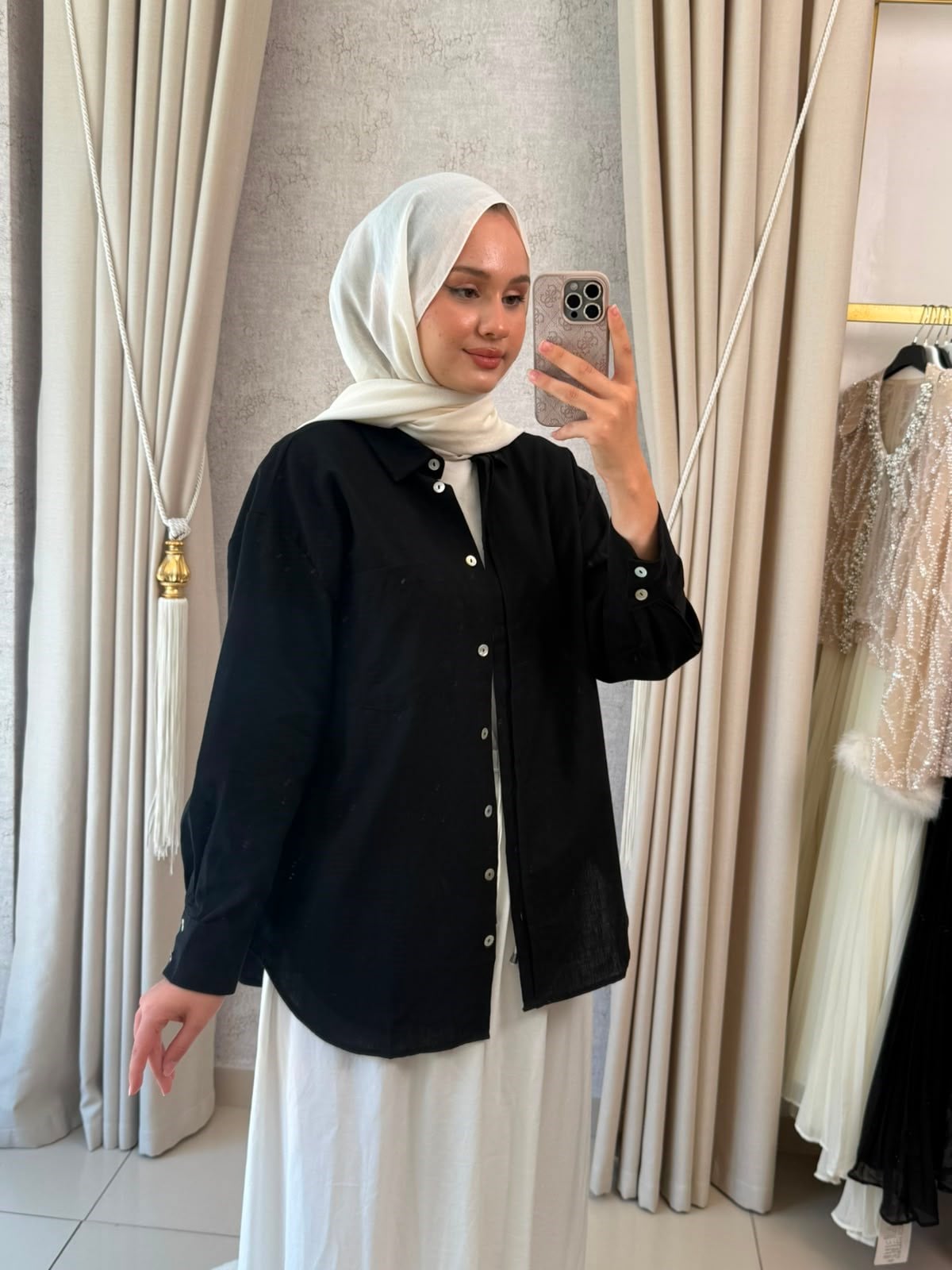 Orfeonegro Keten Karışımlı Gömlek Siyah