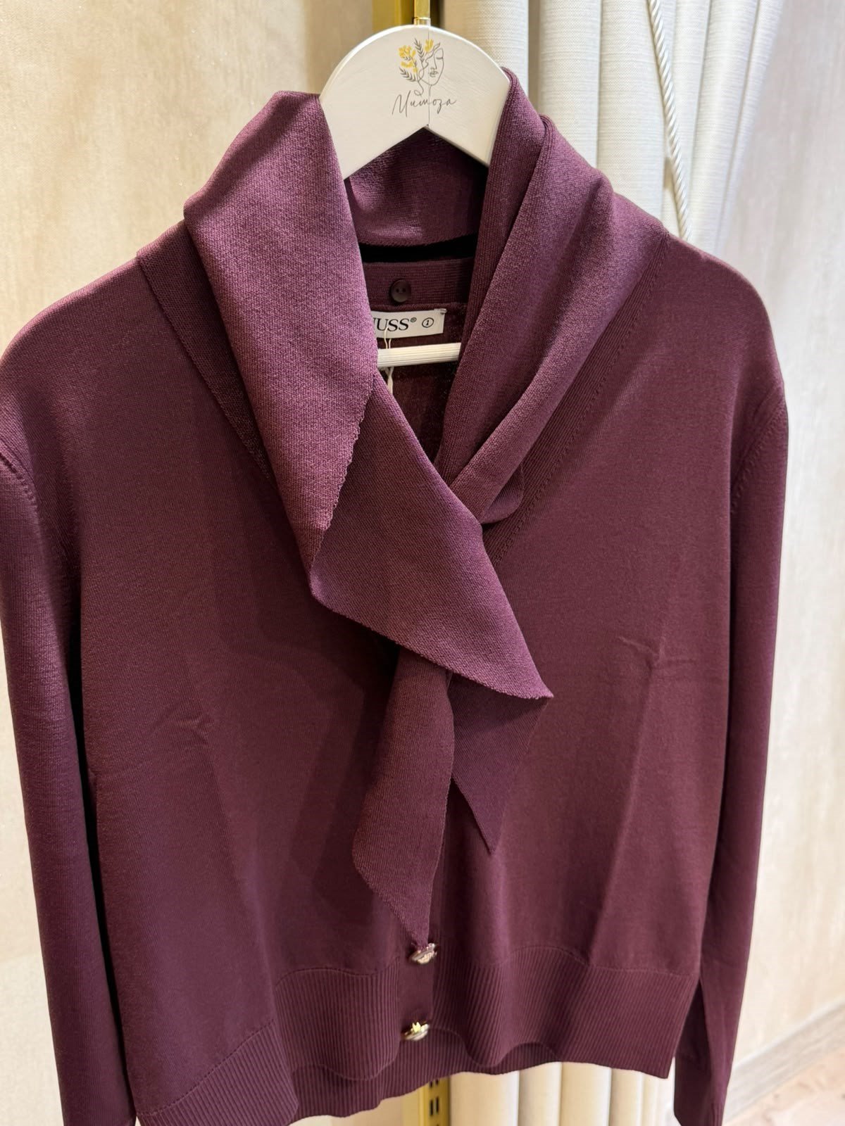 Nuss 604 Çıkarılabilir Şal Aksesuarlı Merserize Hırka Bordo