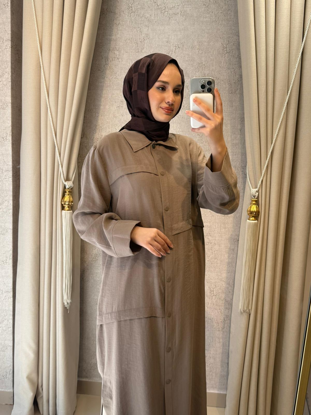 Nuss 6036 Natural Kumaş Gömlek Kap bej