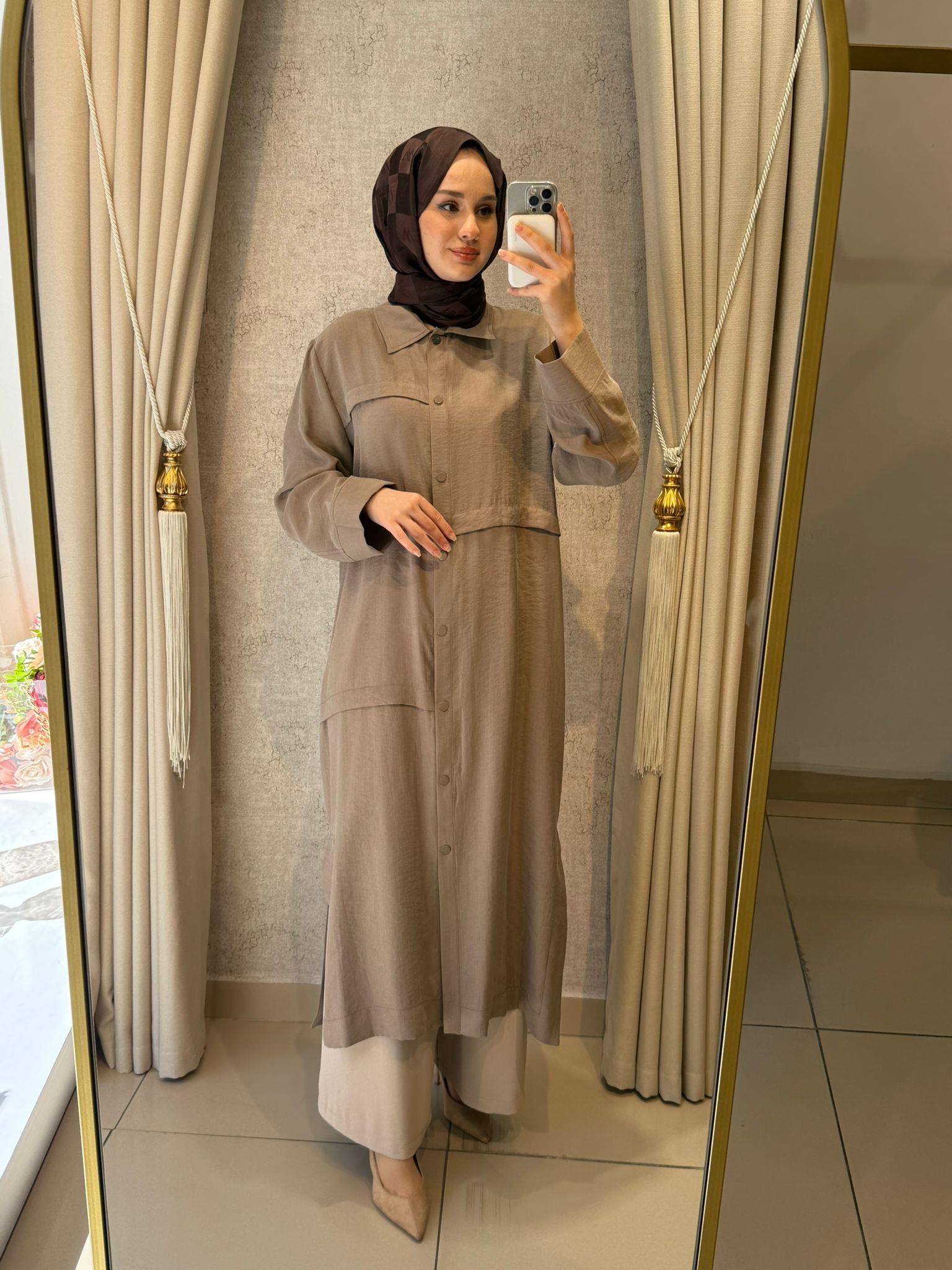 Nuss 6036 Natural Kumaş Gömlek Kap bej