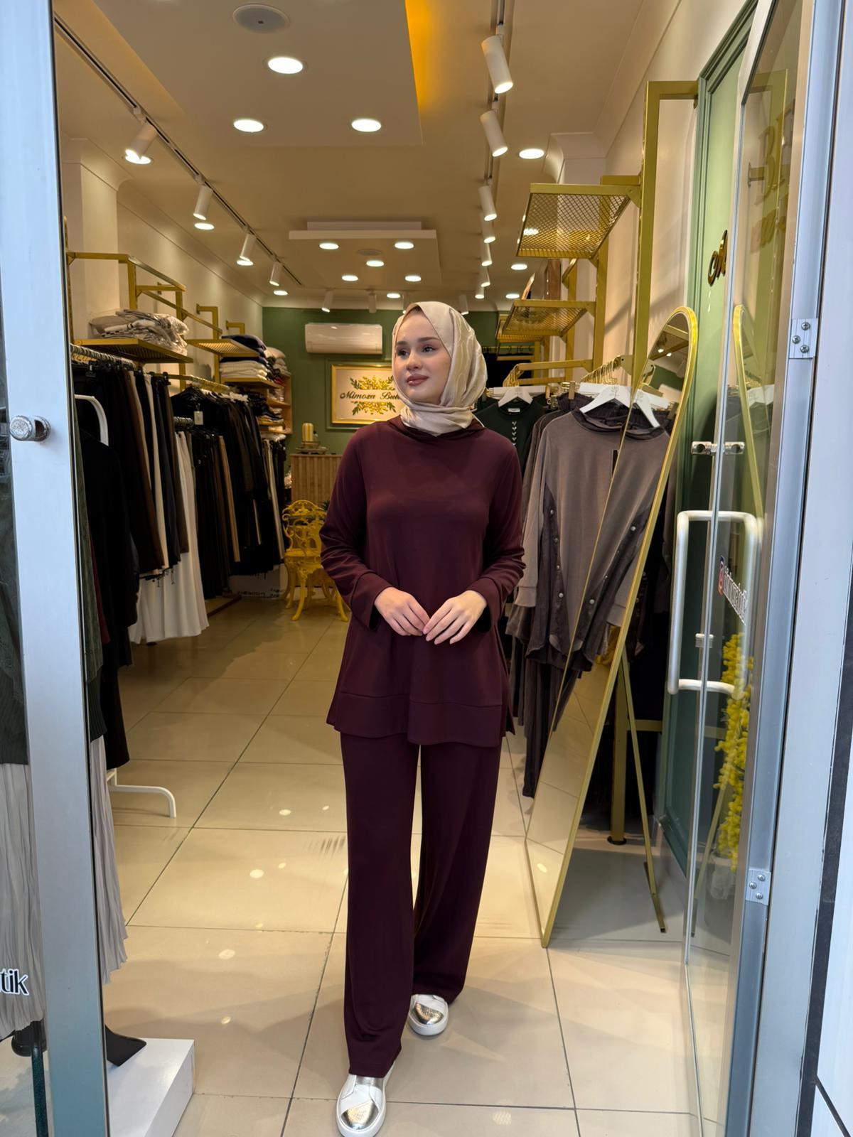 Miori Bern Pantolonlu Modal Takım 0500013 Bordo