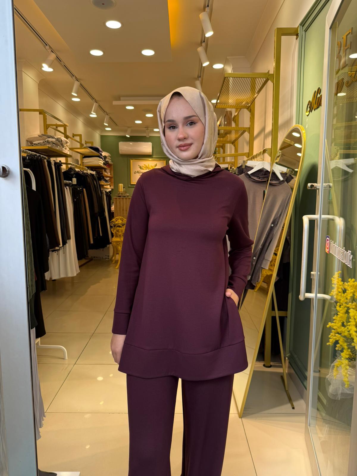 Miori Bern Pantolonlu Modal Takım 0500013 Bordo