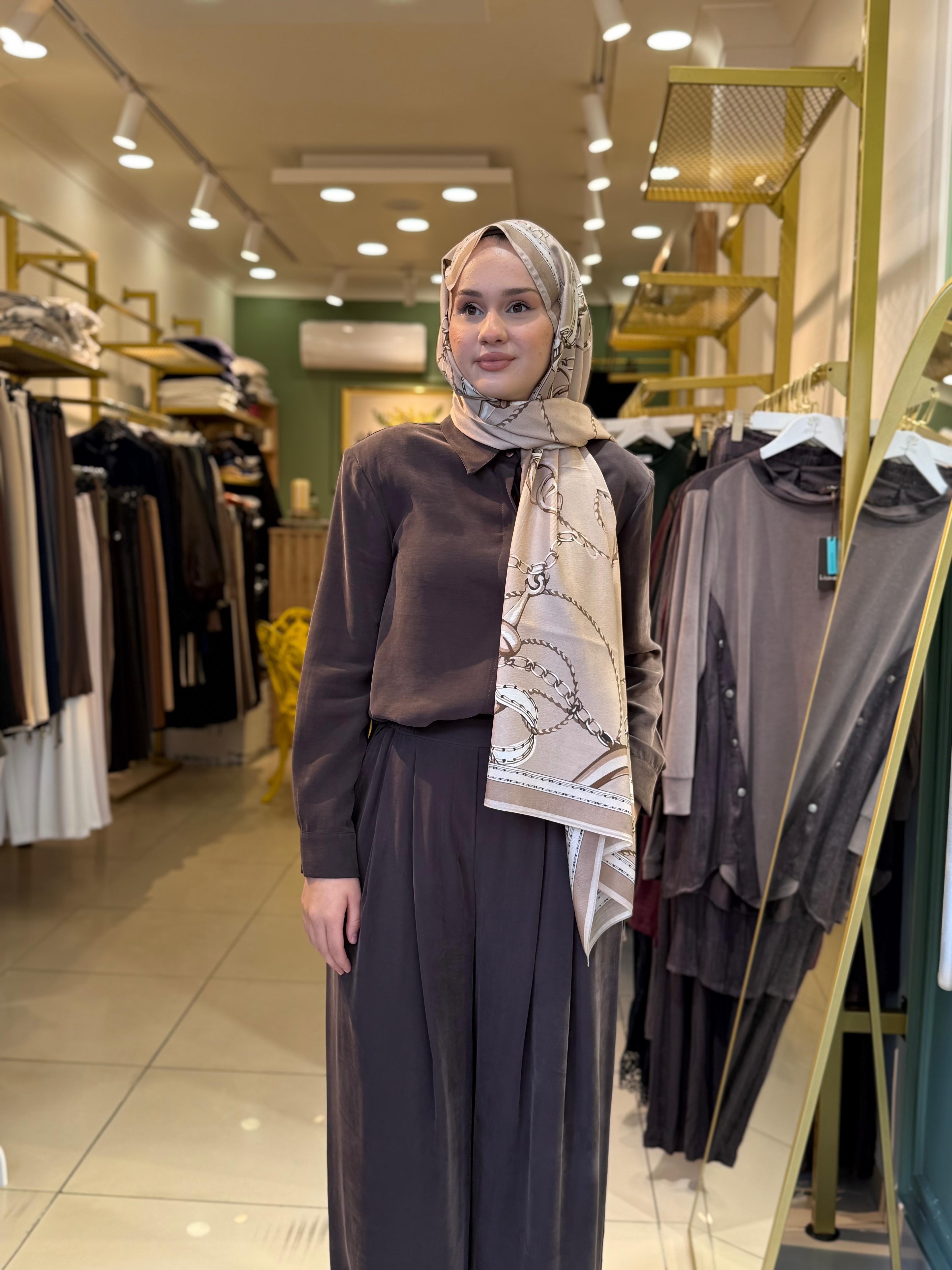 Miori  Taşlanmış Modal Pantolonlu Takım 0500004 Kahverengi