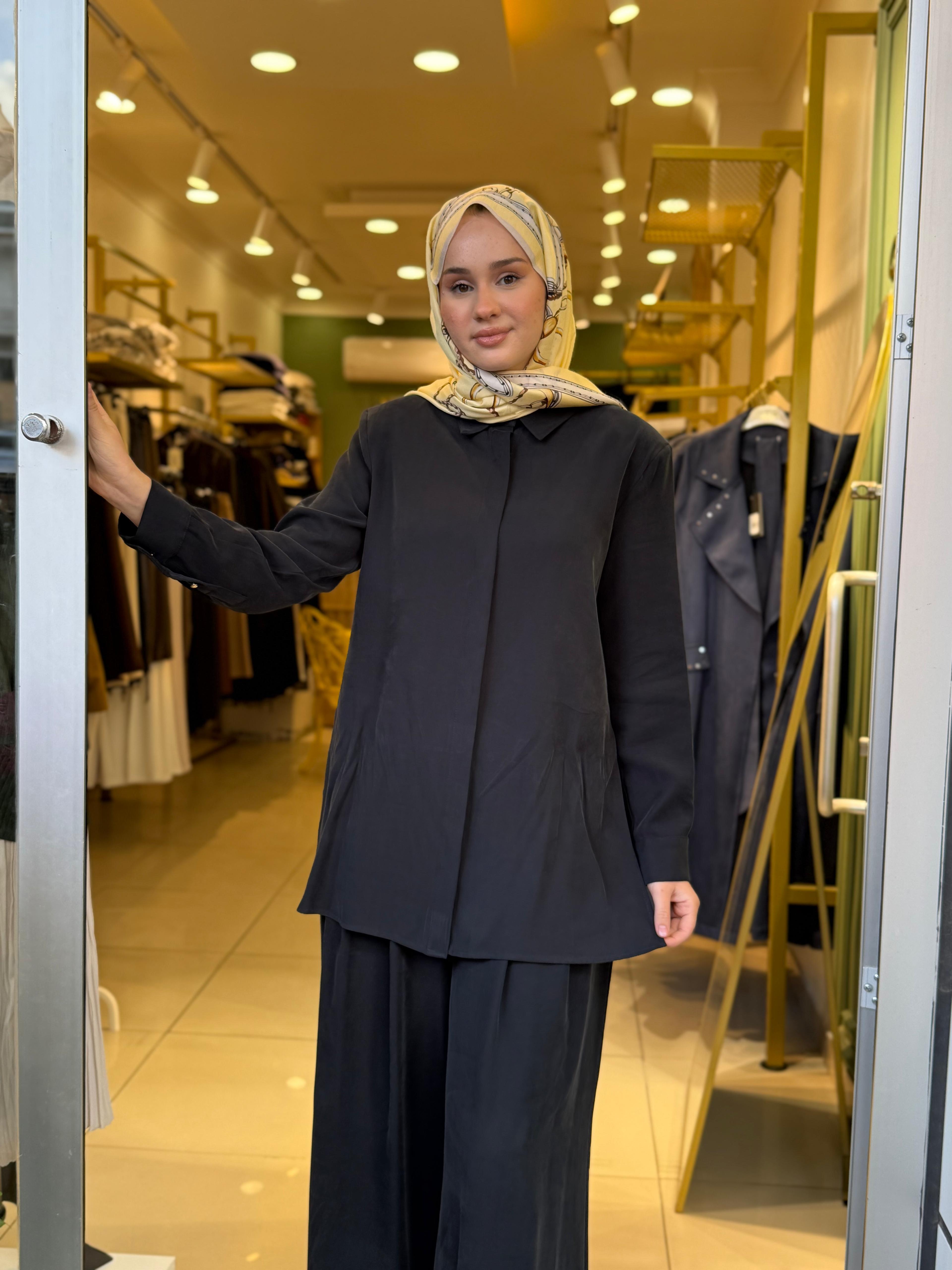 Miori  Taşlanmış Modal Pantolonlu Takım 0500004 Siyah