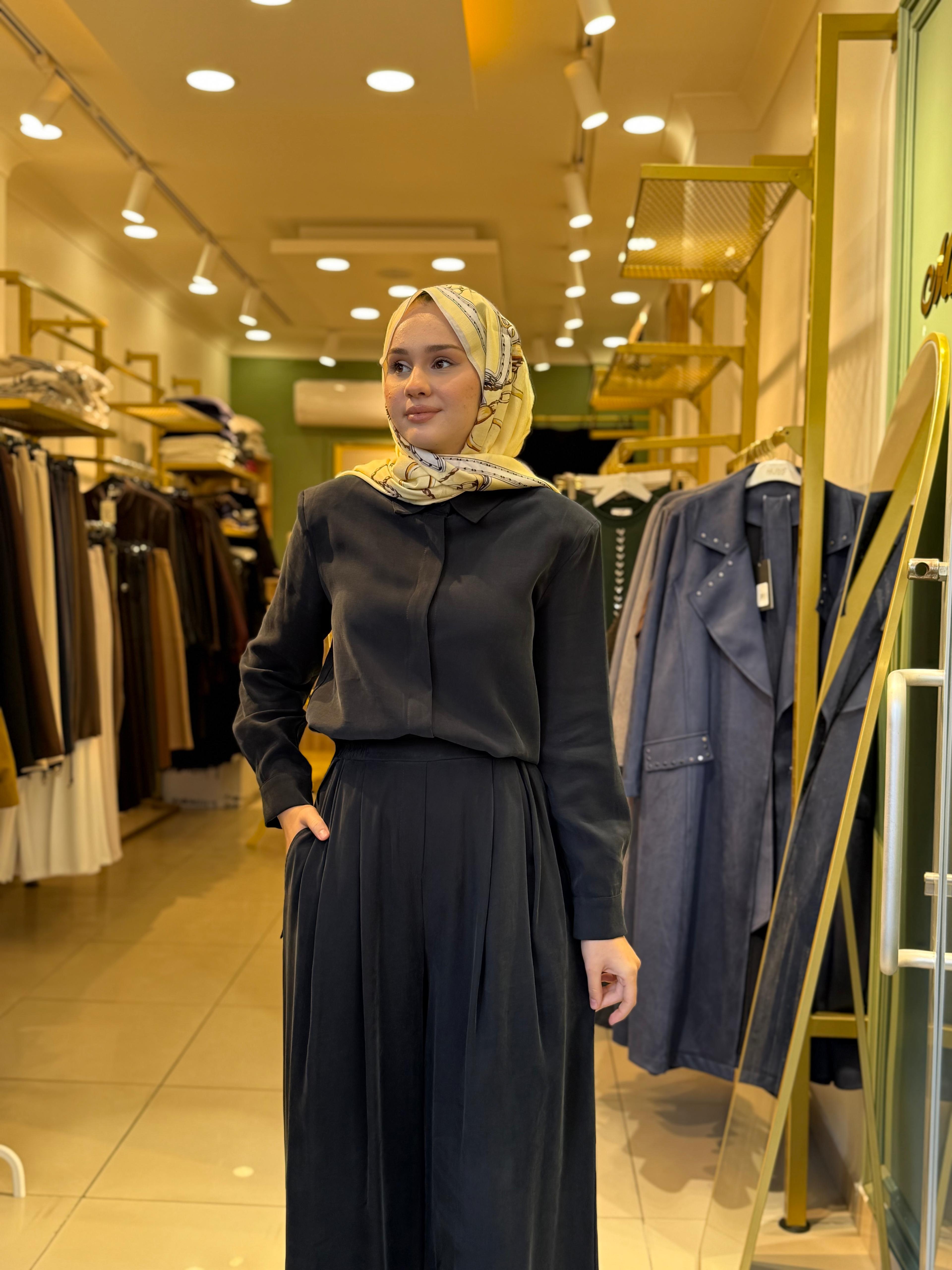 Miori  Taşlanmış Modal Pantolonlu Takım 0500004 Siyah