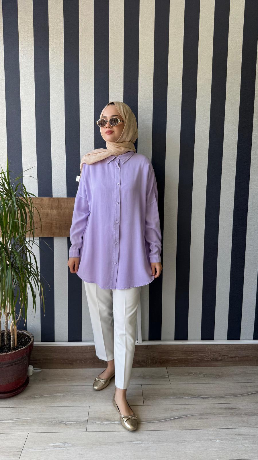 My Magazin Oversize Gömlek Lila