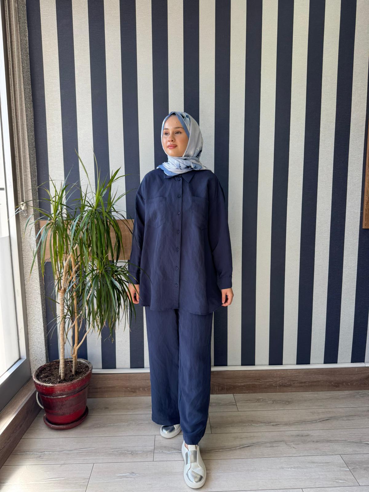 Nuss 1021 Pantolonlu Takım Lacivert