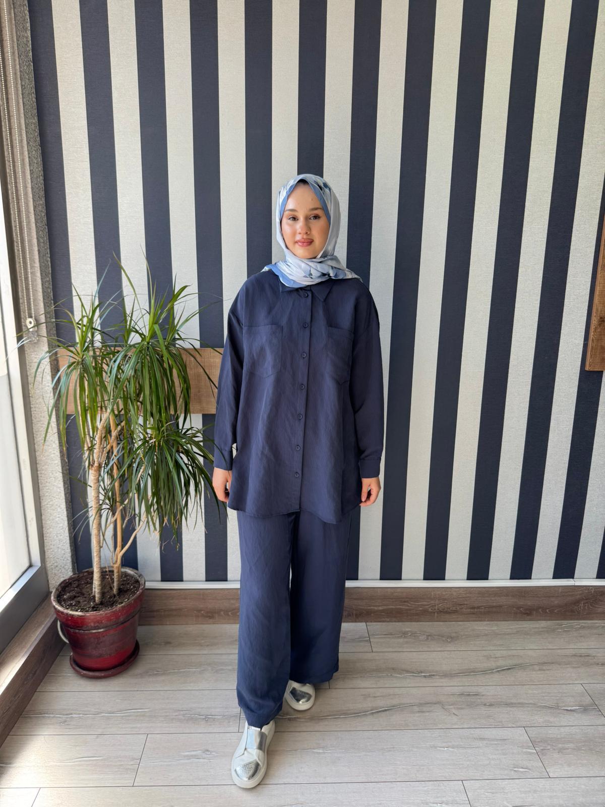 Nuss 1021 Pantolonlu Takım Lacivert