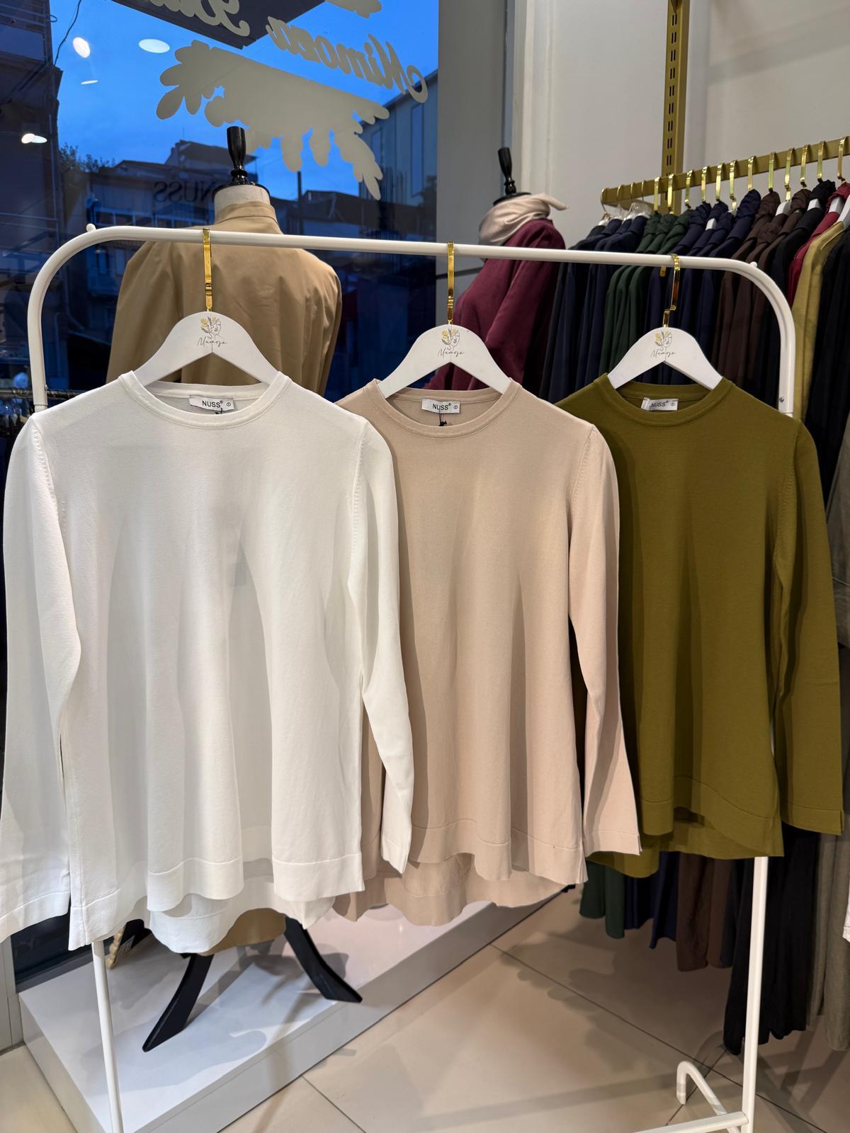 Nuss 902 Merserize Evaze Tunik Ekru