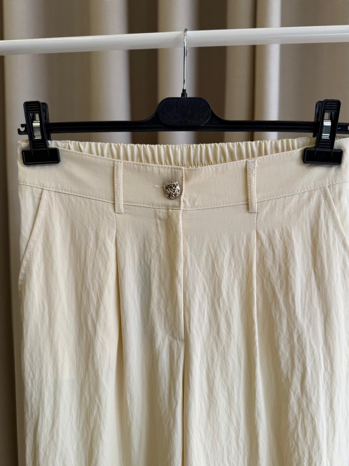 Sentez 5636 Abelia Kısa Geniş Paça Pantolon Kemik