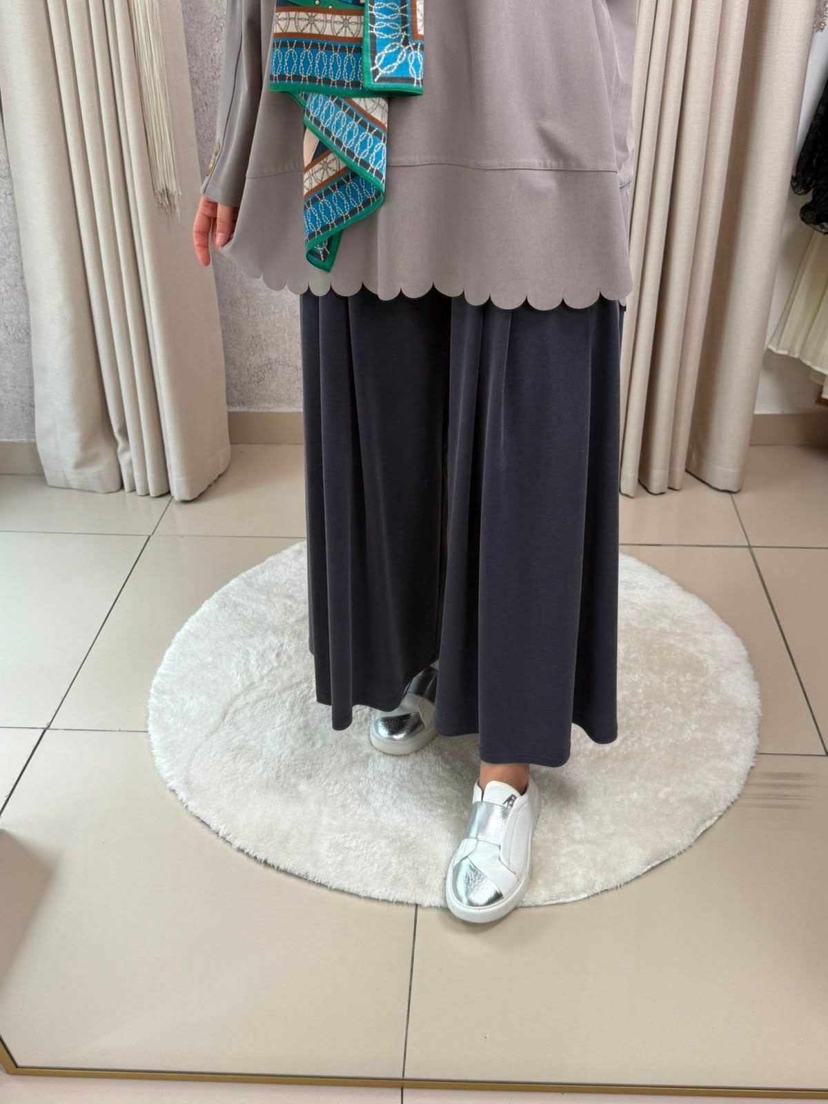 Sentez 5664 Pileli Geniş Paça Pantolon Lacivert