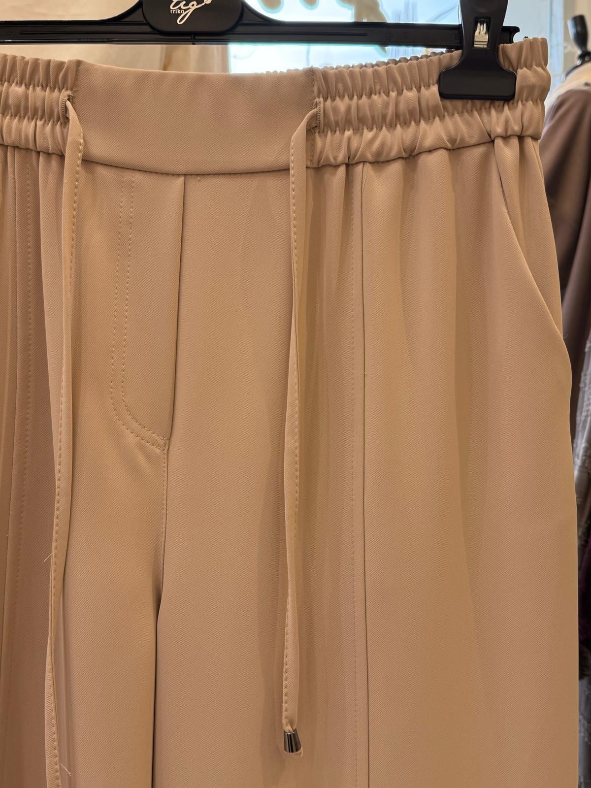 Sentez Elegance Beli Lastikli Dar Paça Pantolon Taş