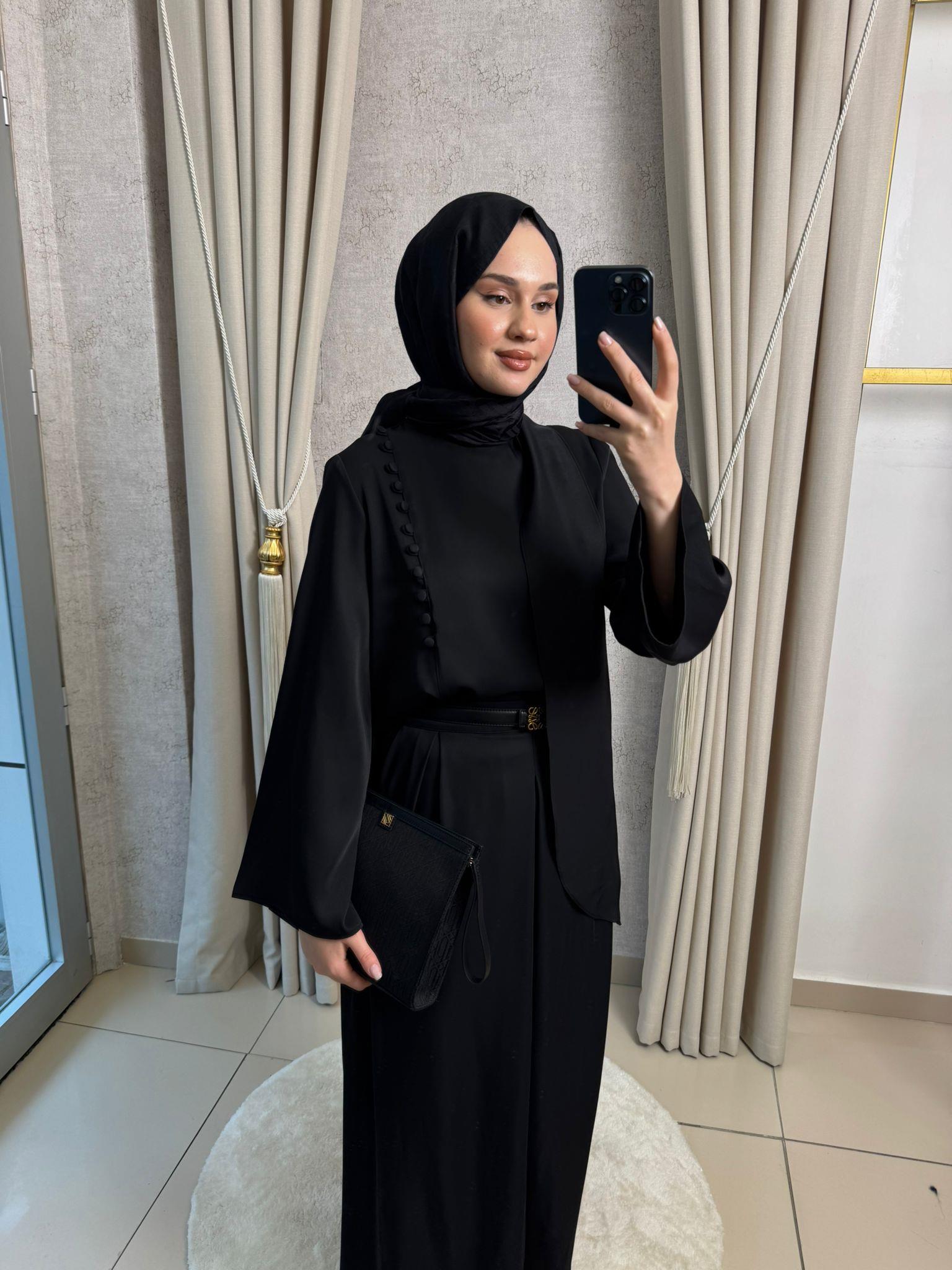 Miori Misse Brit Düğmeli  Pantolonlu Takım Siyah