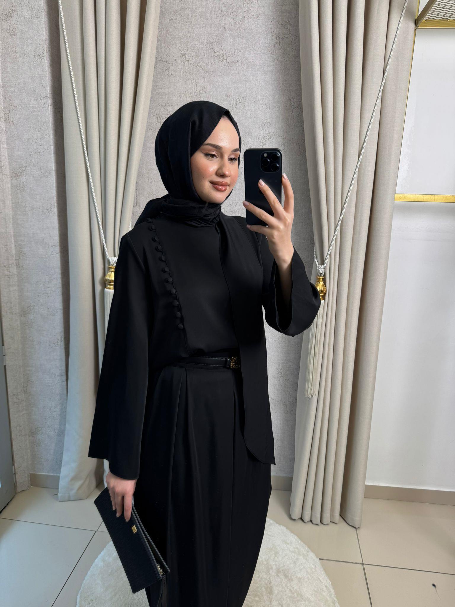 Miori Misse Brit Düğmeli  Pantolonlu Takım Siyah