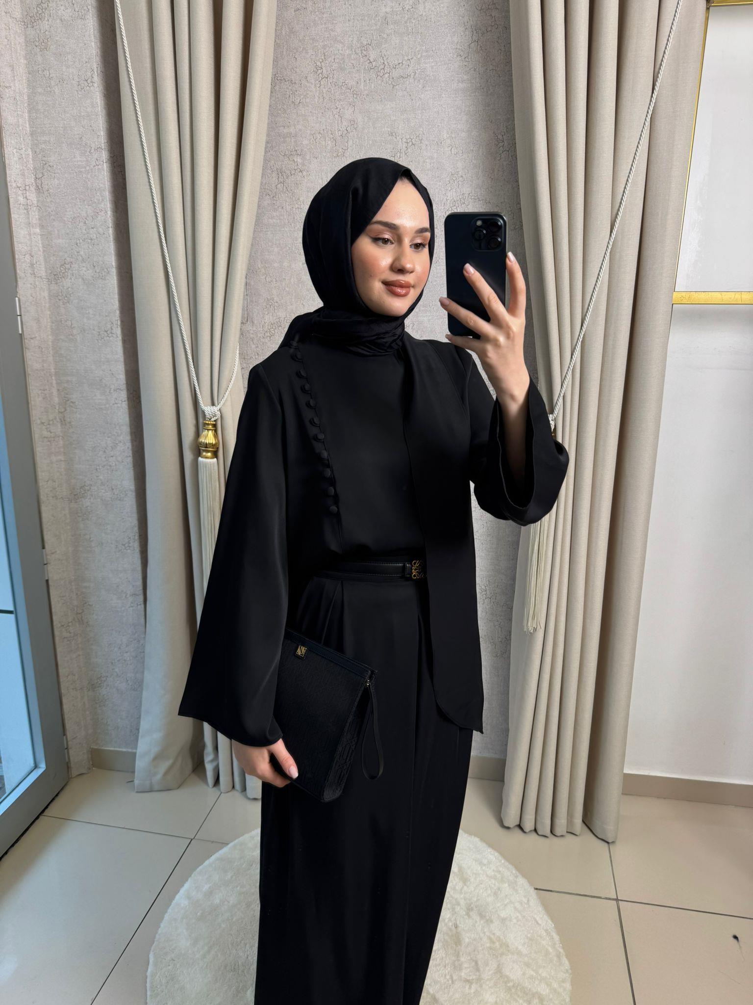 Miori Misse Brit Düğmeli  Pantolonlu Takım Siyah