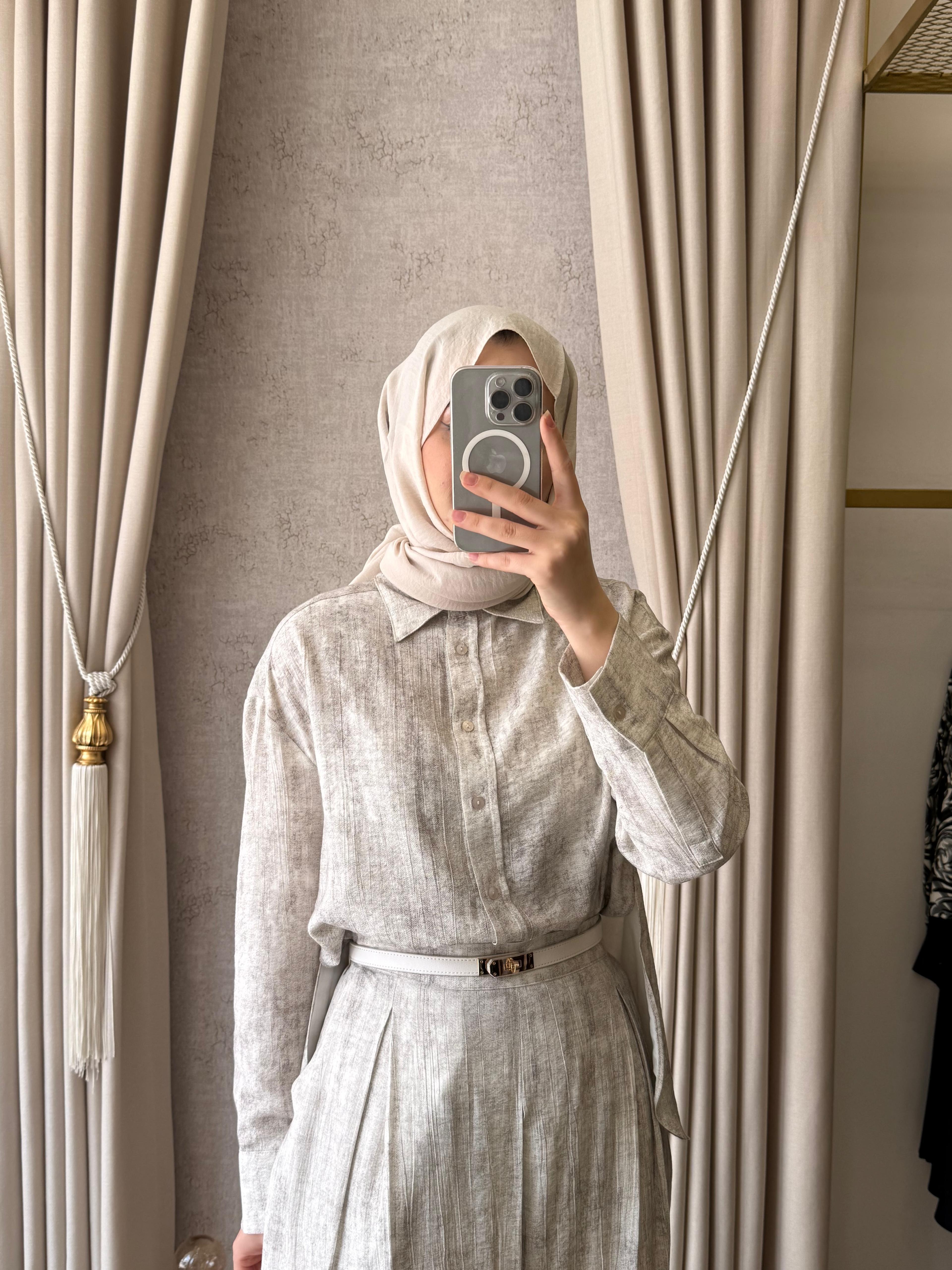 Miori Morea Pantolonlu Viskon Takım Ekru