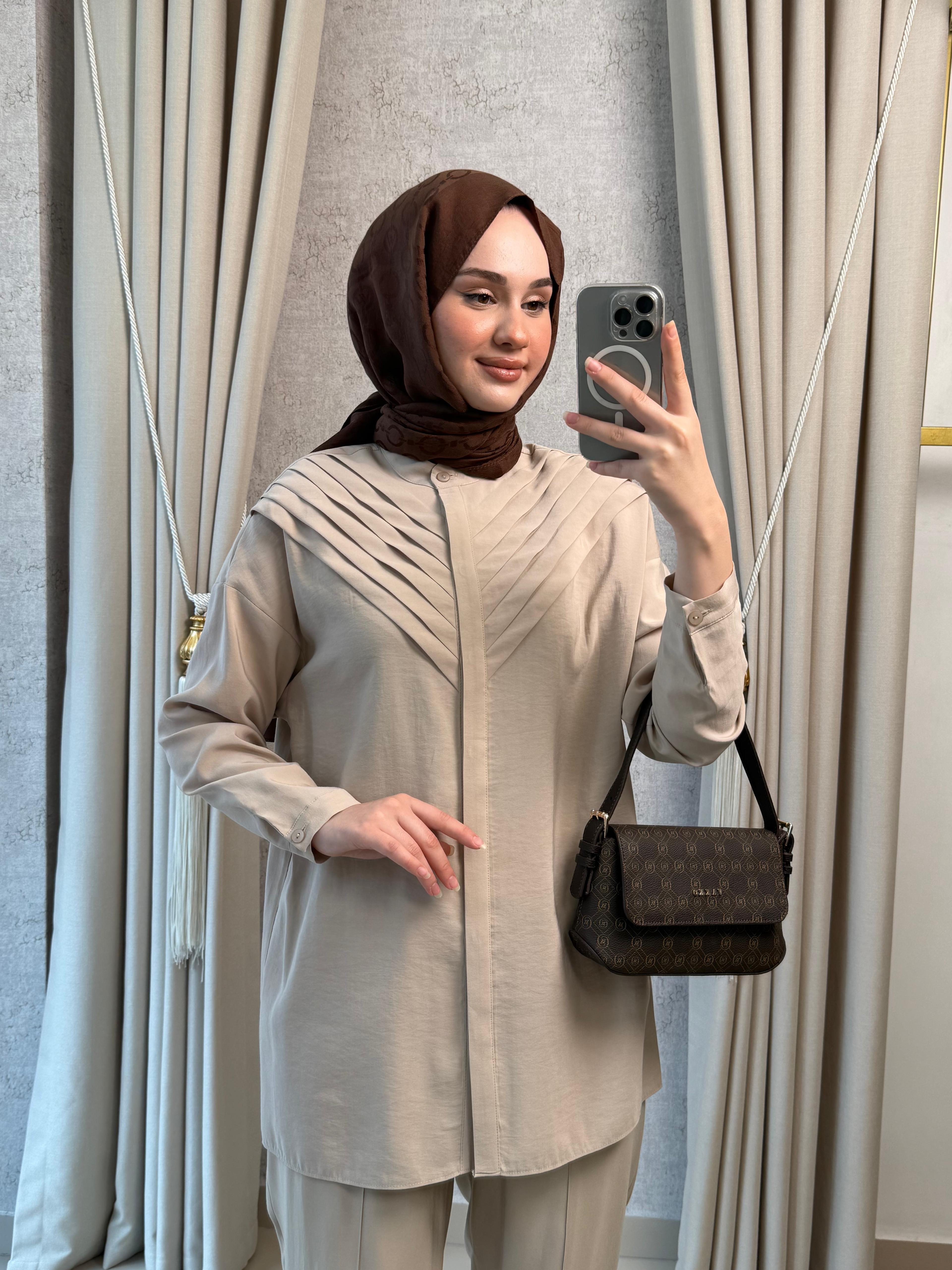 Nuss 1071 Pantolonlu Takım Latte