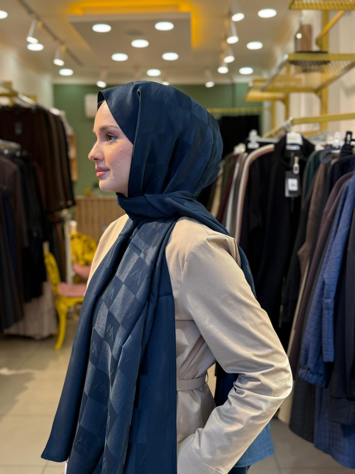 Wennora Paris Collection Dama Desen Şal Lacivert