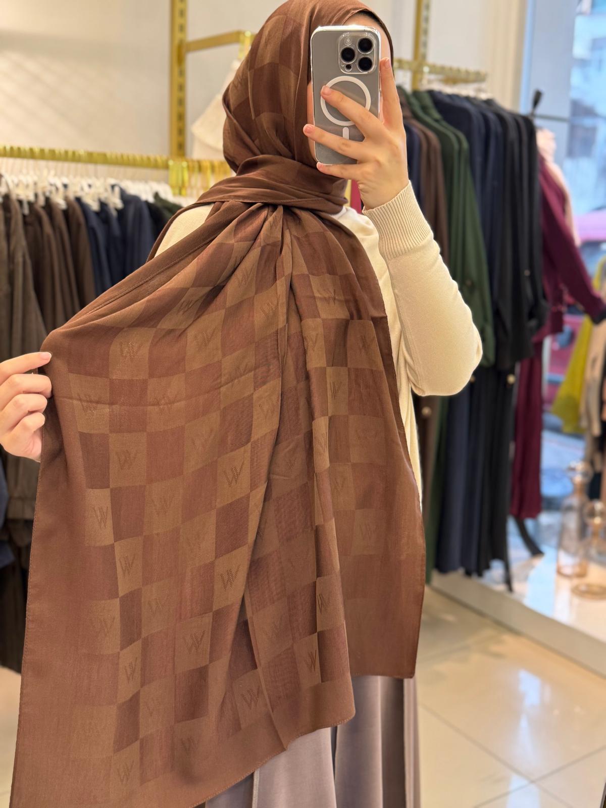 Wennora Paris Collection Dama Desen Şal Kahverengi
