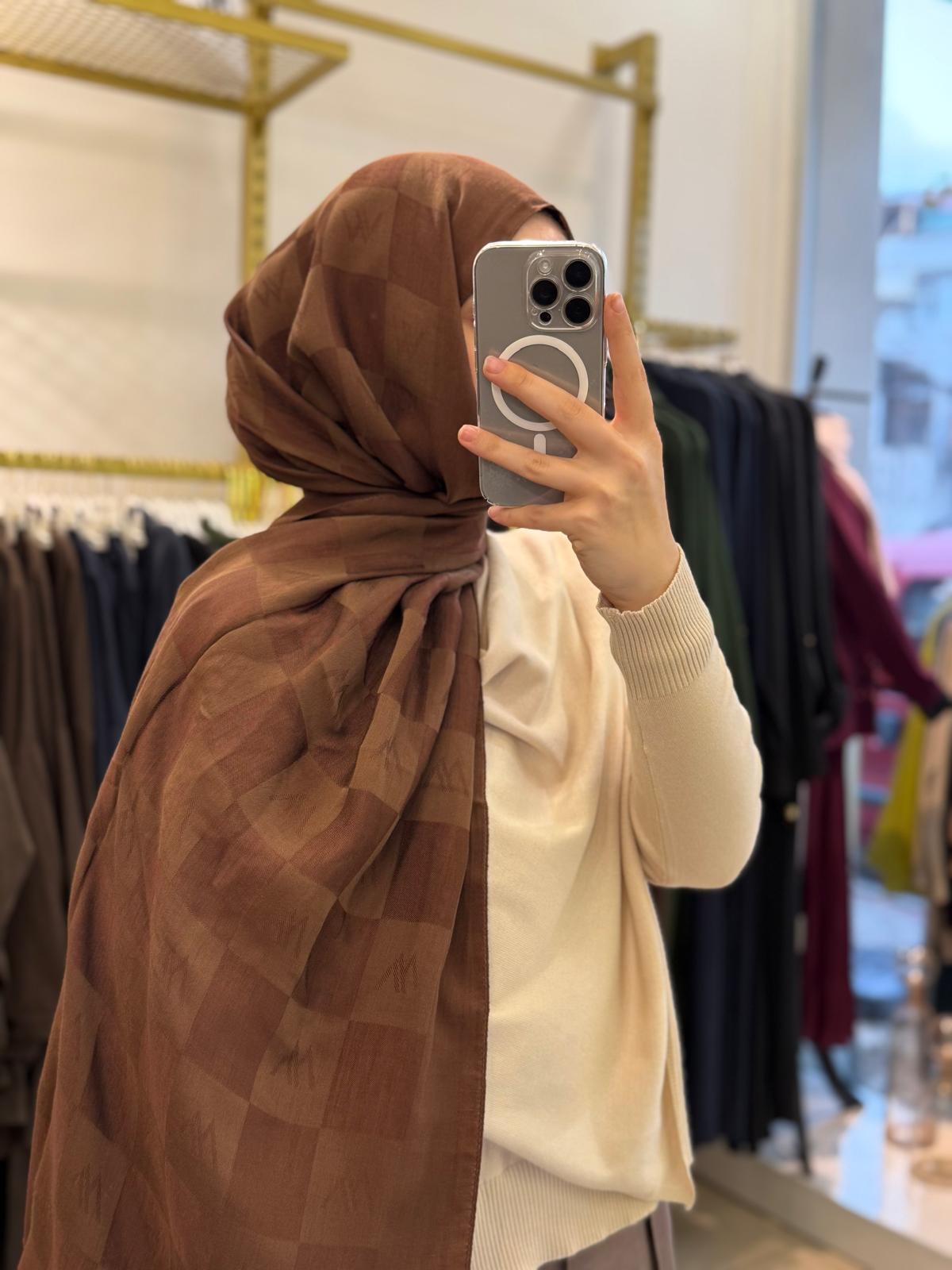 Wennora Paris Collection Dama Desen Şal Kahverengi