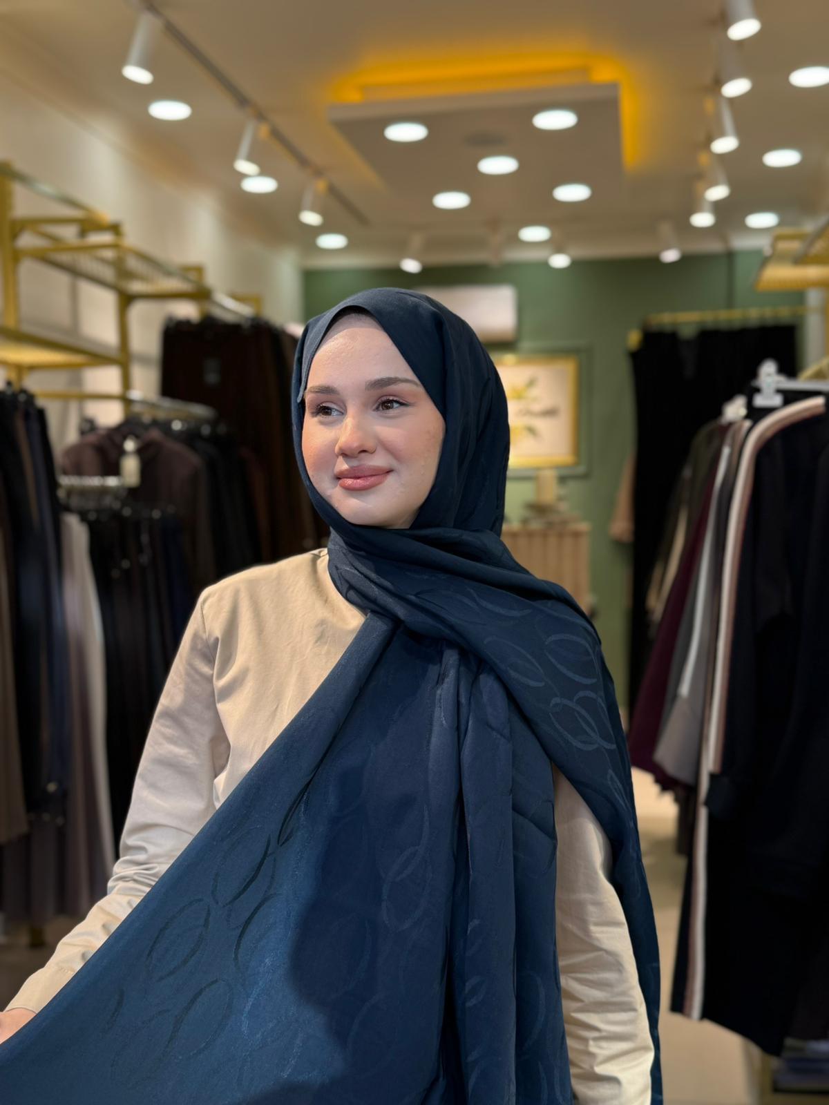 Wennora Paris Collection Halka Desen Şal Lacivert