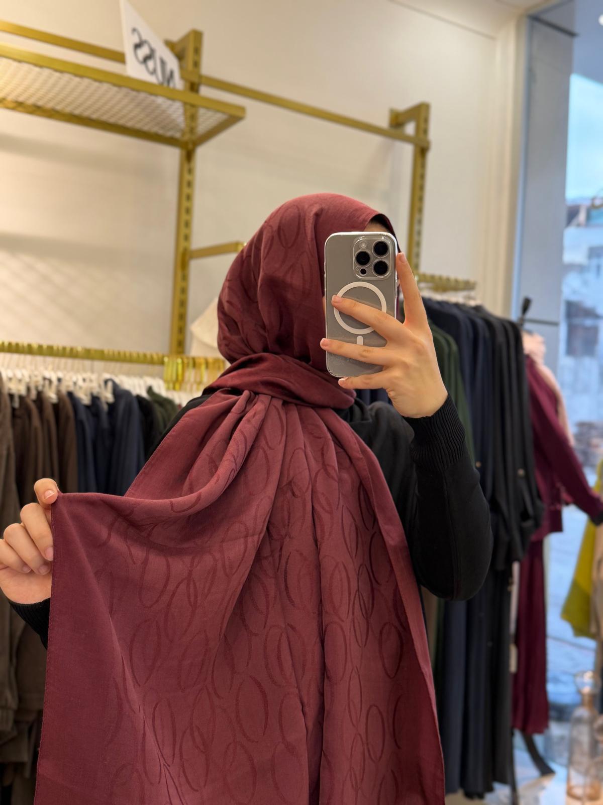 Wennora Paris Collection Halka Desen Şal Bordo