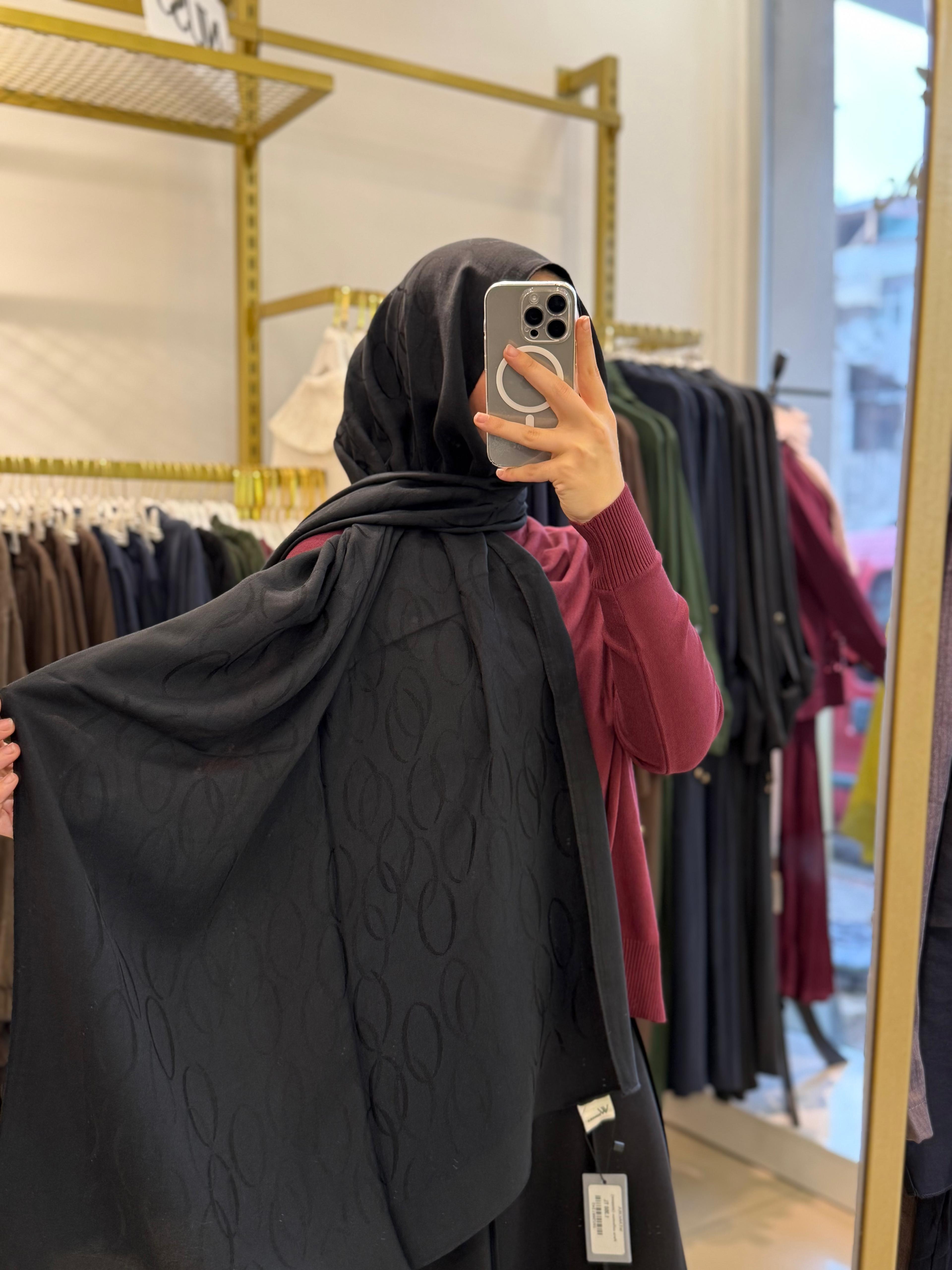Wennora Paris Collection Halka Desen Şal Siyah