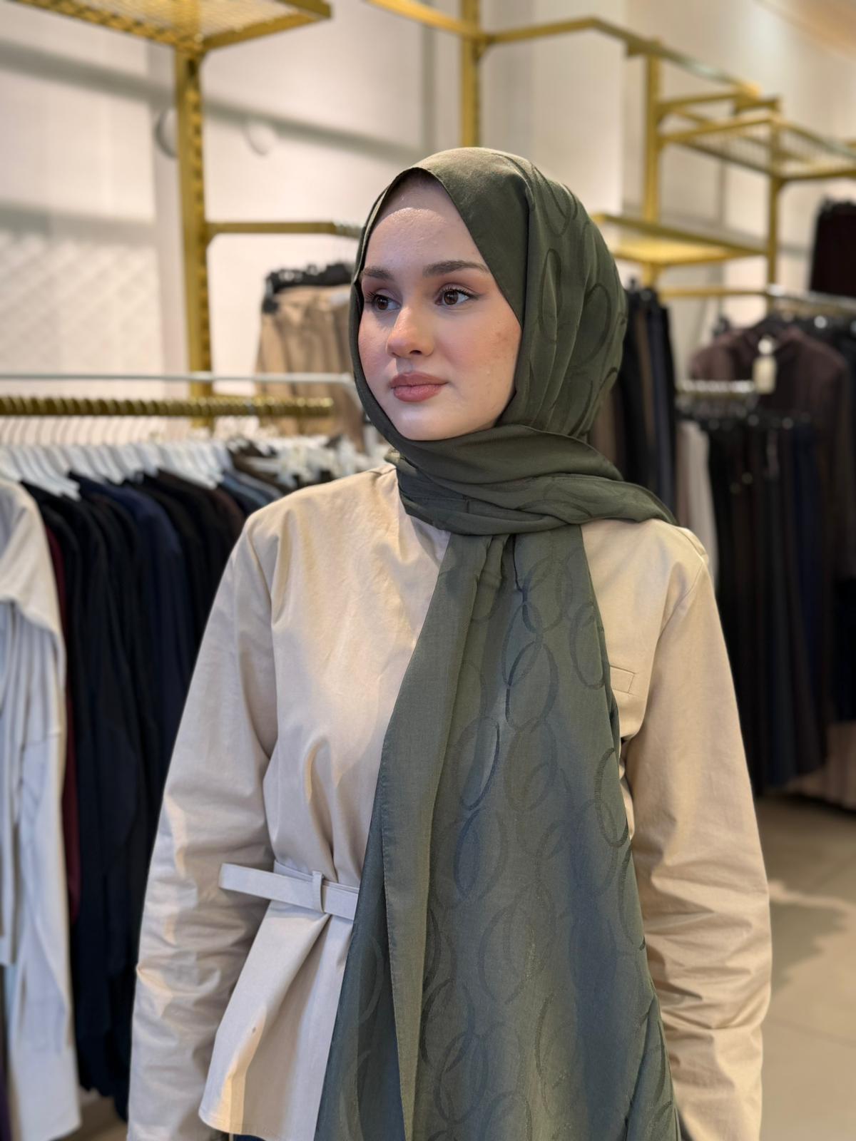 Wennora Paris Collection Halka Desen Şal Yeşil