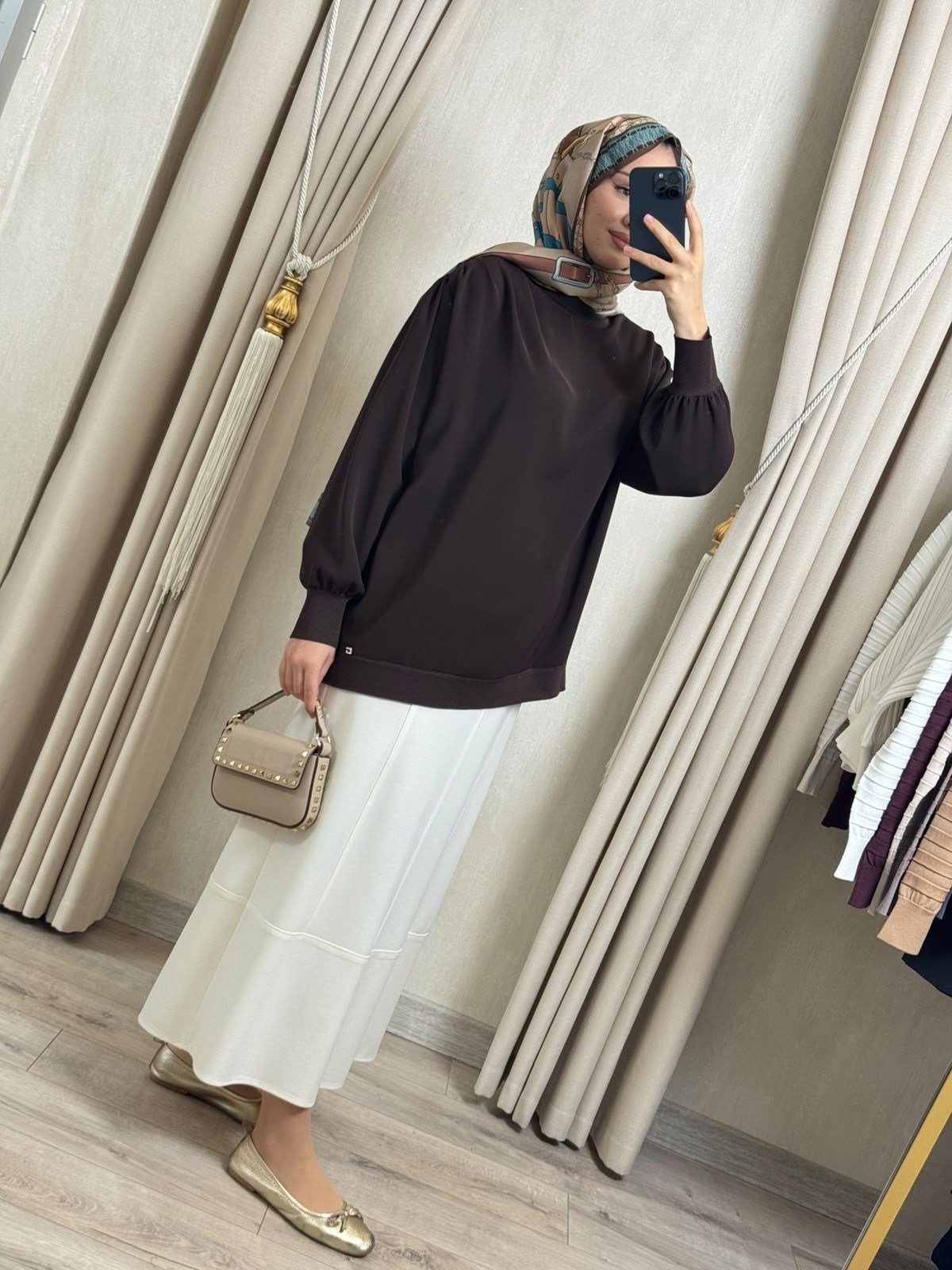 Ghisa 4488  Yaka Drapeli Tunik Kahverengi