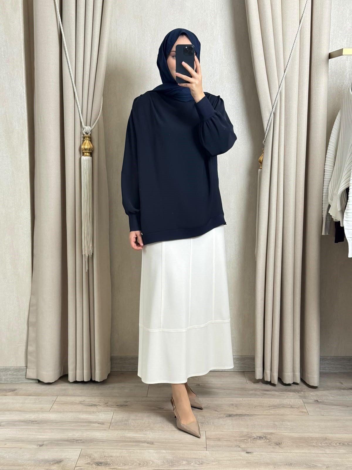 Ghisa 4488  Yaka Drapeli Tunik Lacivert
