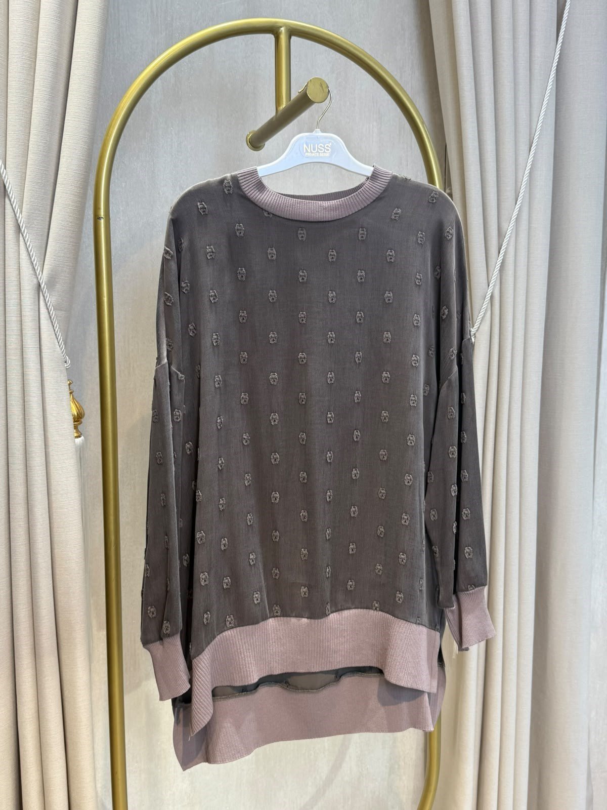 NUSS 3043 İpek Kupra Vegan Tunik  Vizon