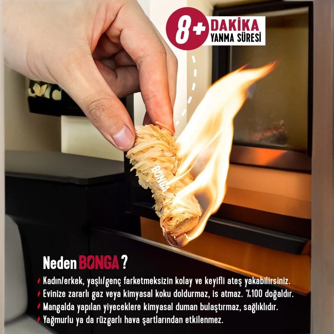 Bonga Barbekü Tutuşturucu %100 Doğal - 50 Adet (700 Gr)