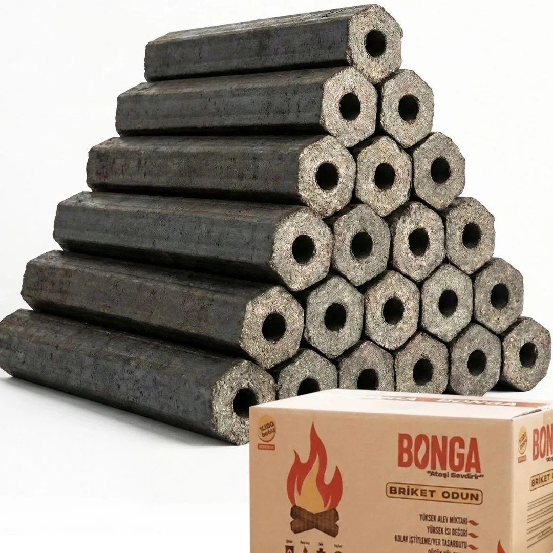Bonga Briket Şömine Odunu Dumansız ve Kokusuz Yüksek Alevli - 20 Adet (20 kg)