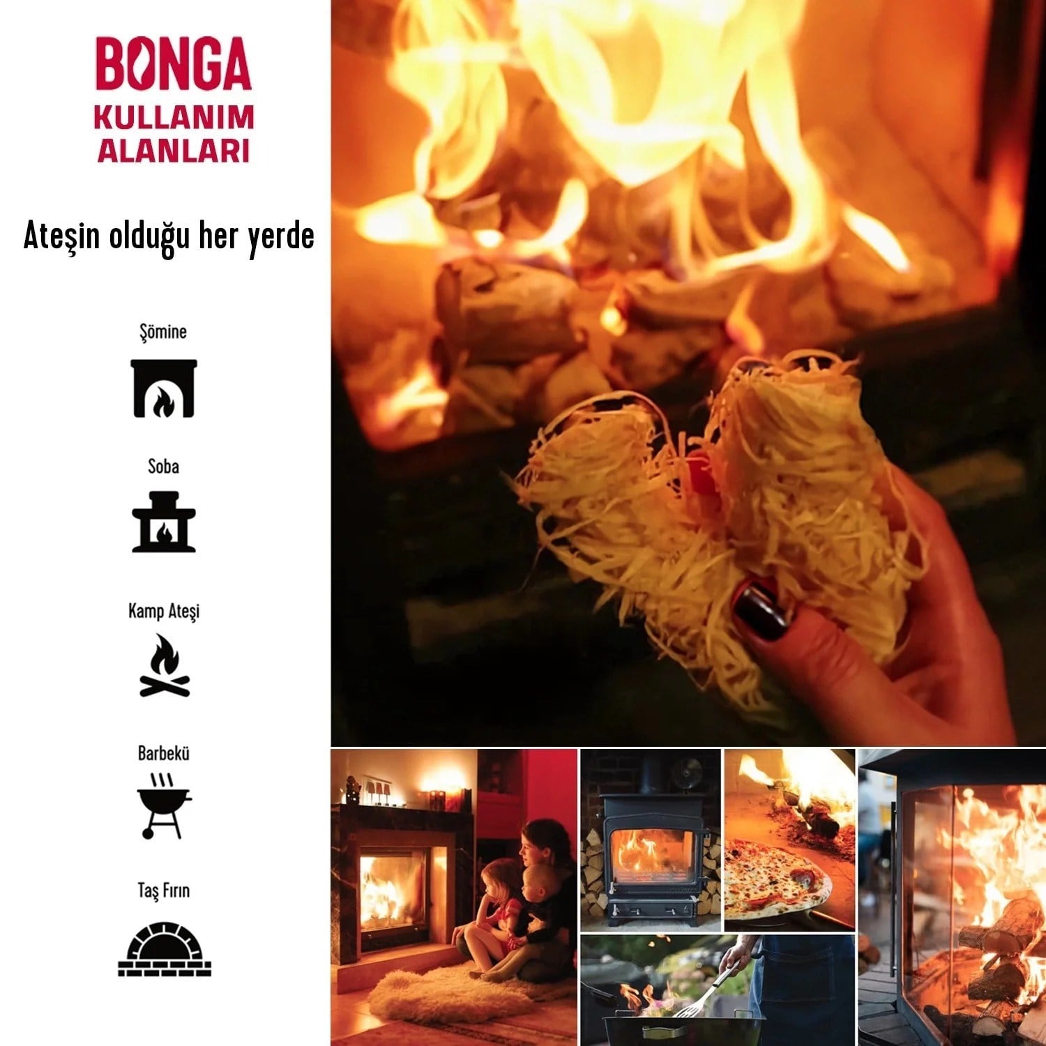 Bonga Şömine Tutuşturucu %100 Doğal - 150 Adet (2 kg)