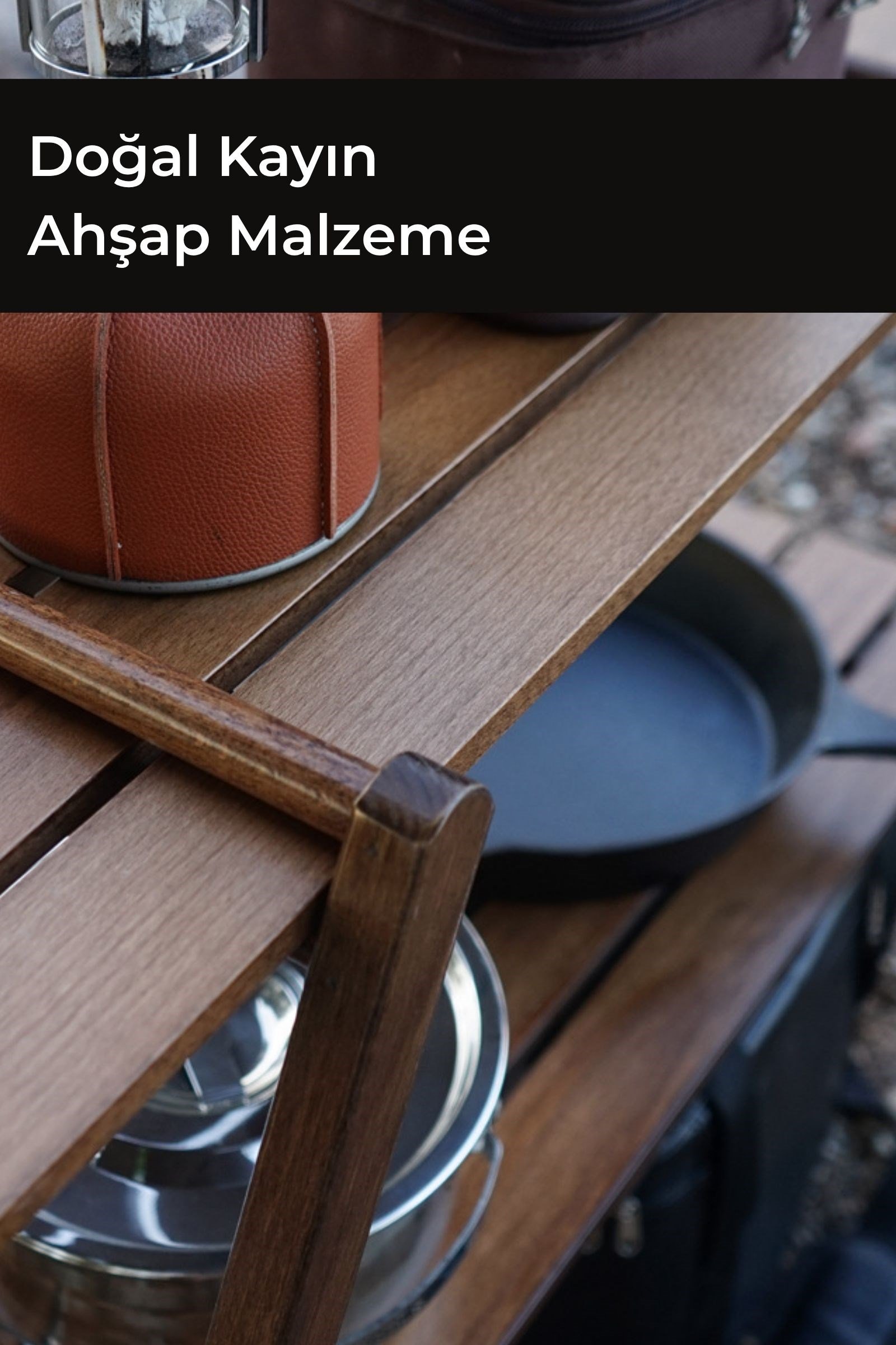 İki Katlı Katlanabilir Ahşap Kamp Rafı