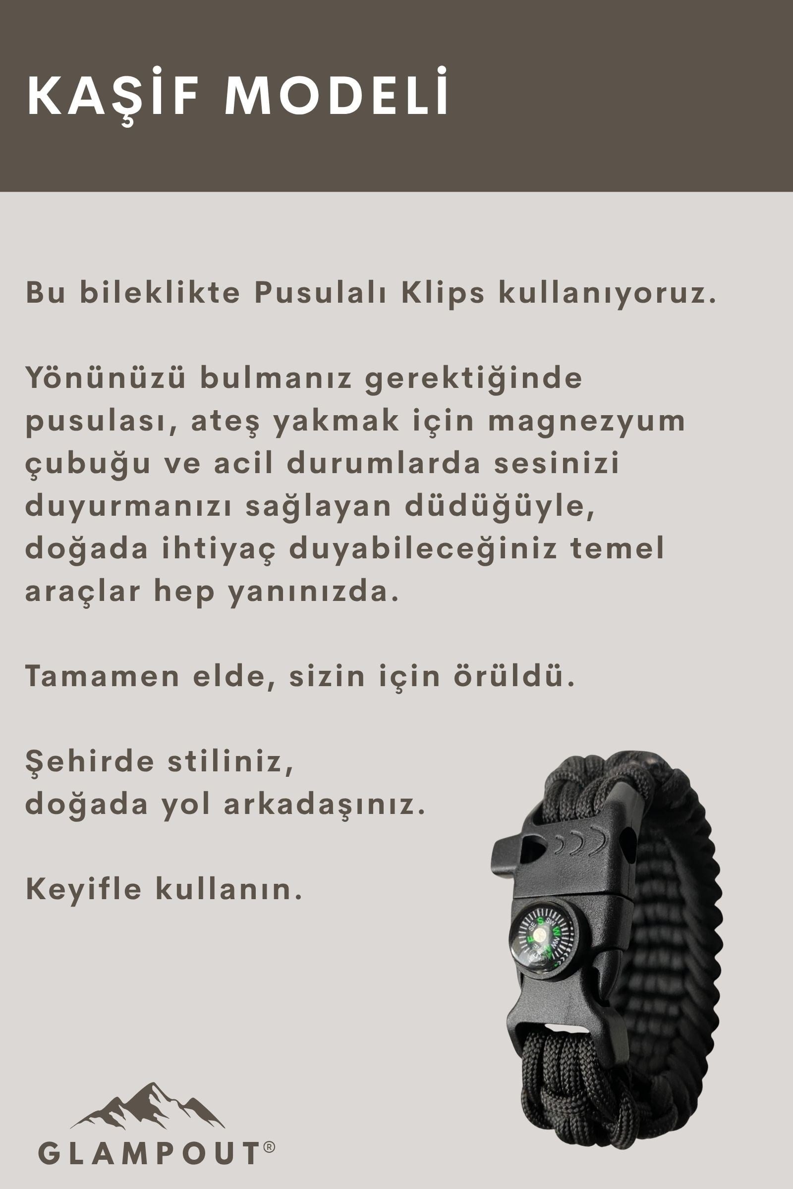 Kaşif Paracord Bileklik | Pusulalı