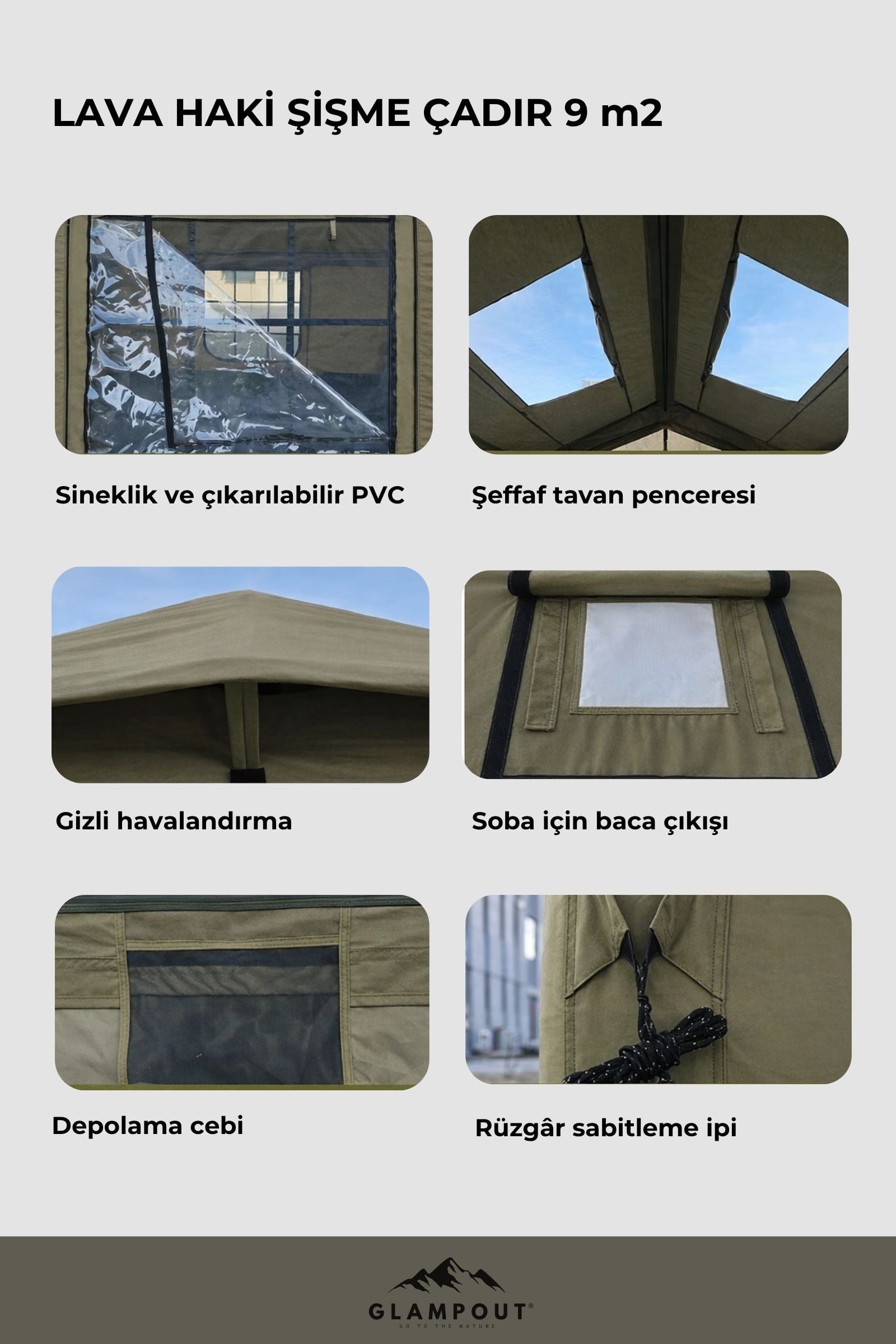 Lava Şişme Kamp Çadırı 9 m2 Haki