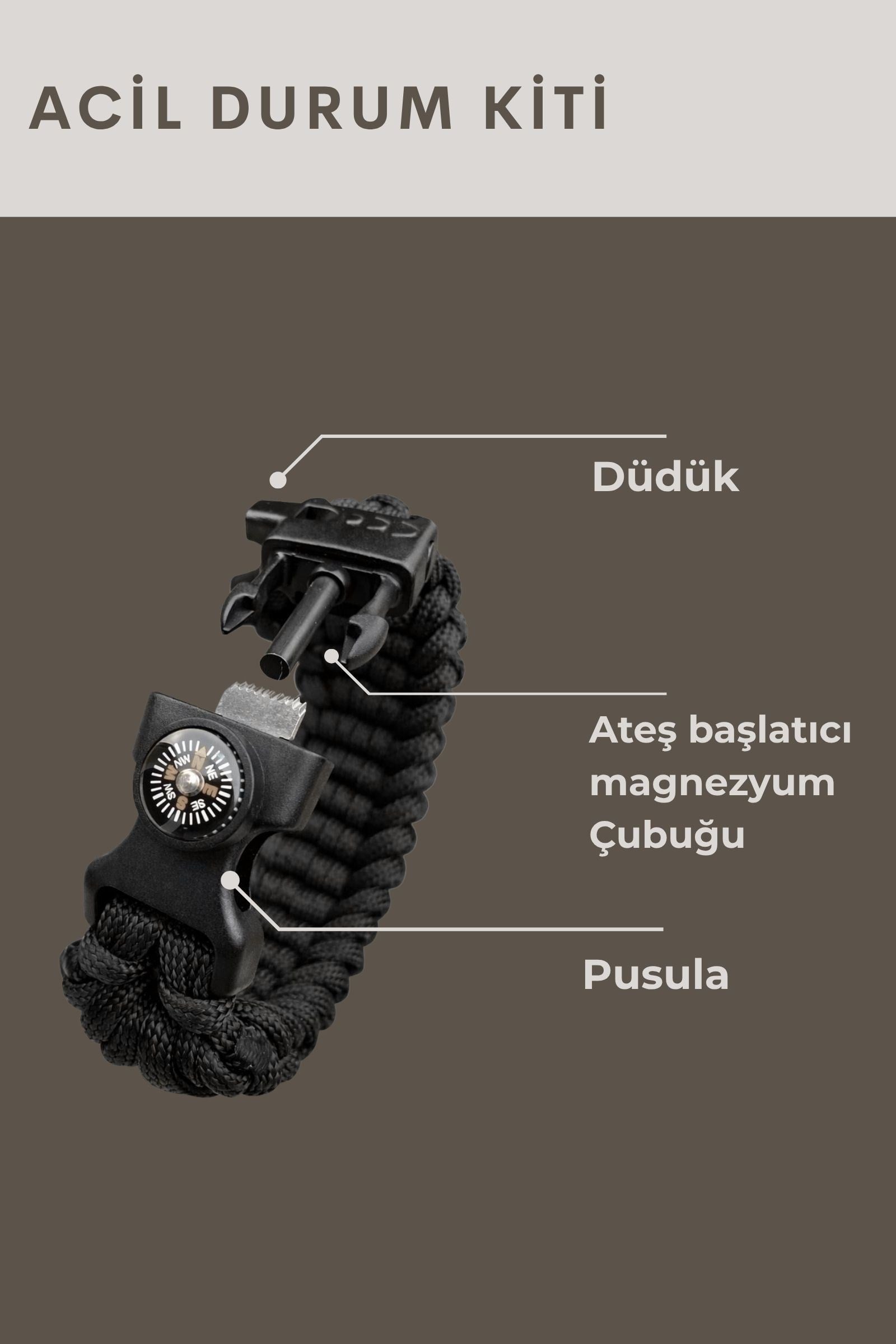 Toprak Paracord Bileklik | Pusulalı