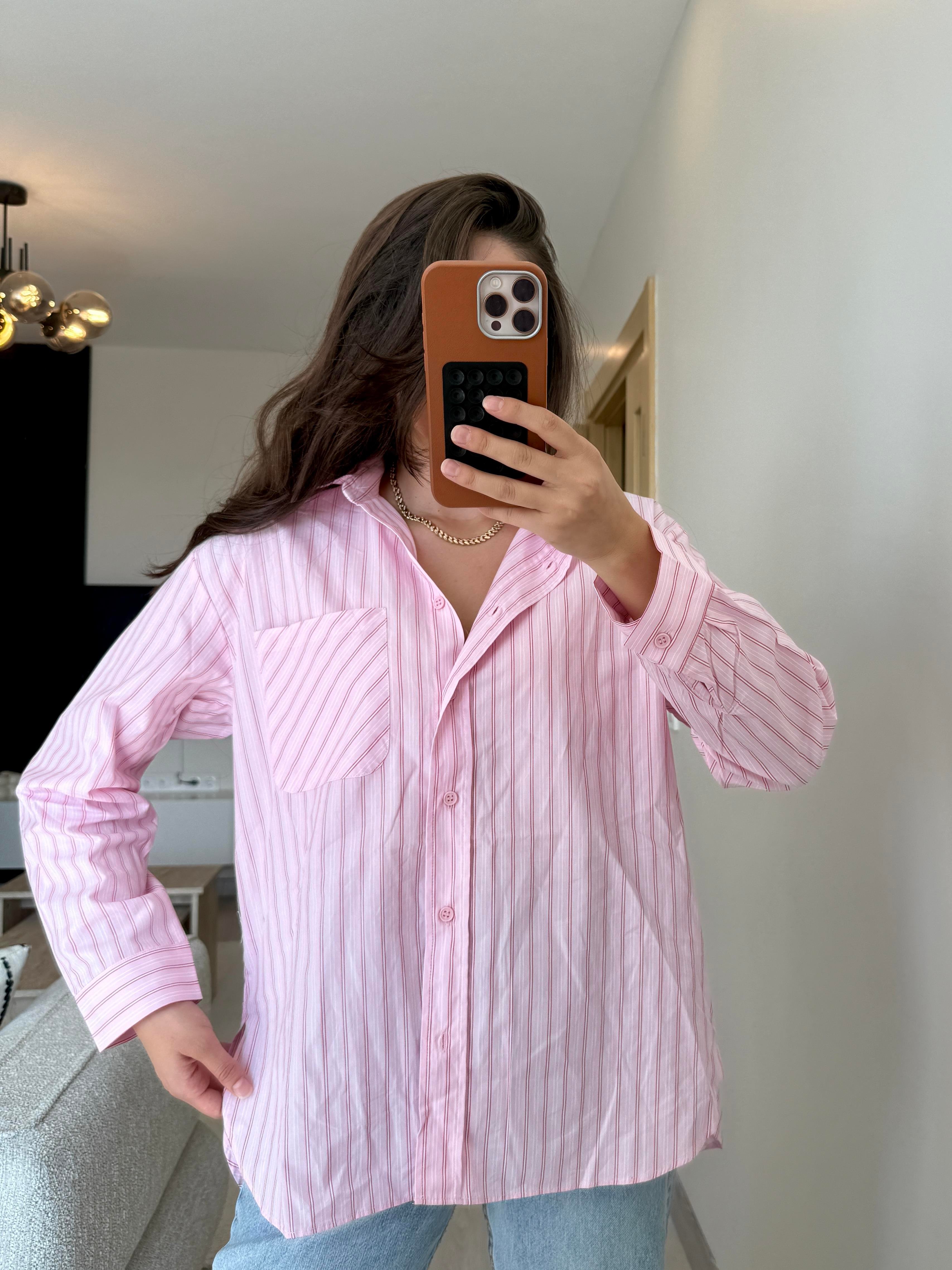 PEMBE ÇİZGİLİ GÖMLEK