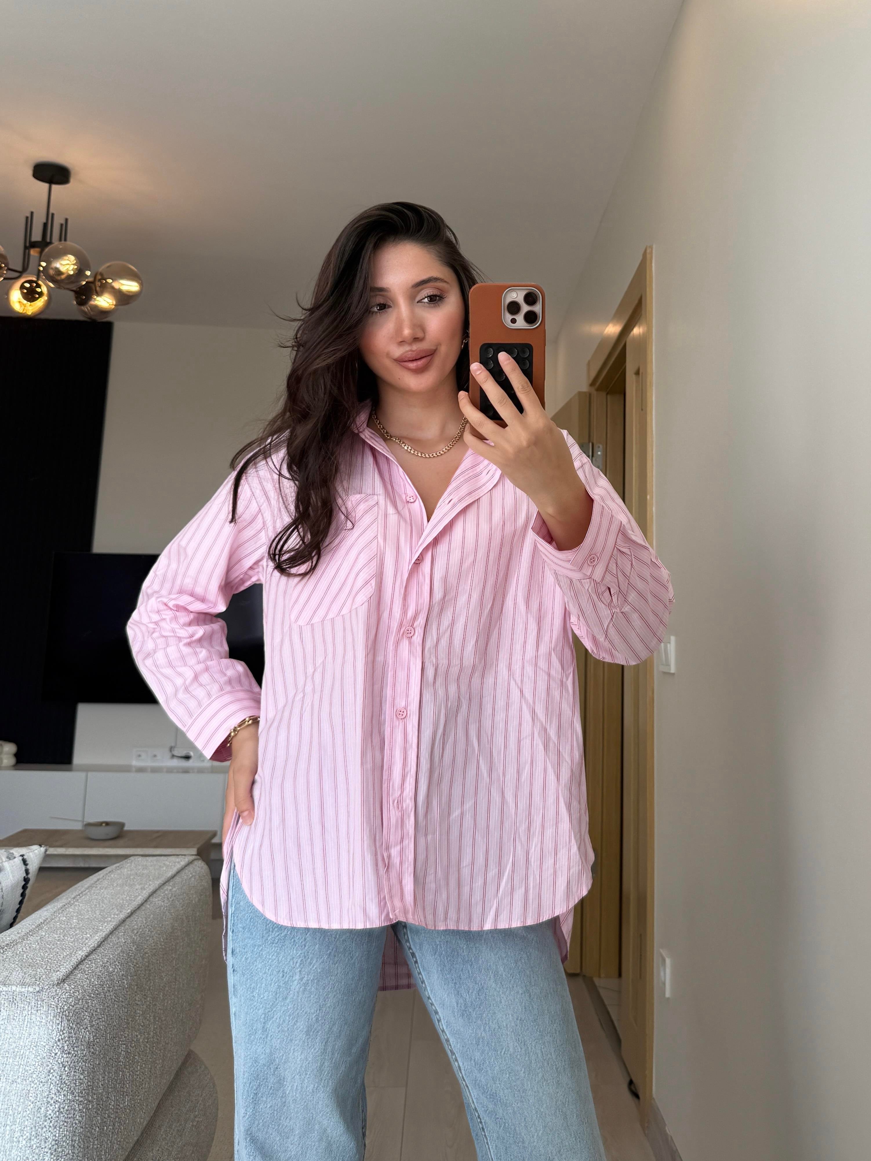 PEMBE ÇİZGİLİ GÖMLEK