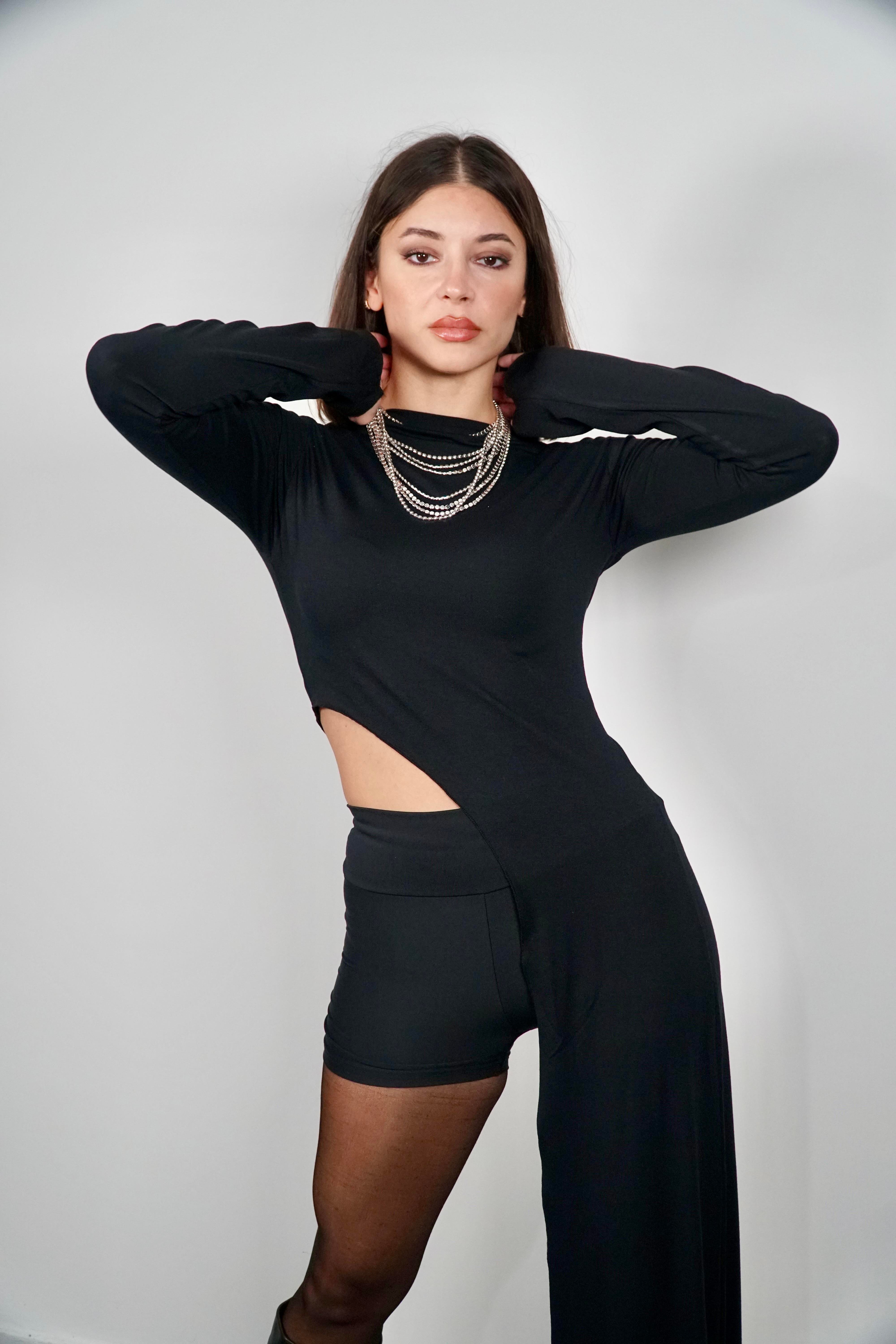premium asimetrik dekolteli bluz 