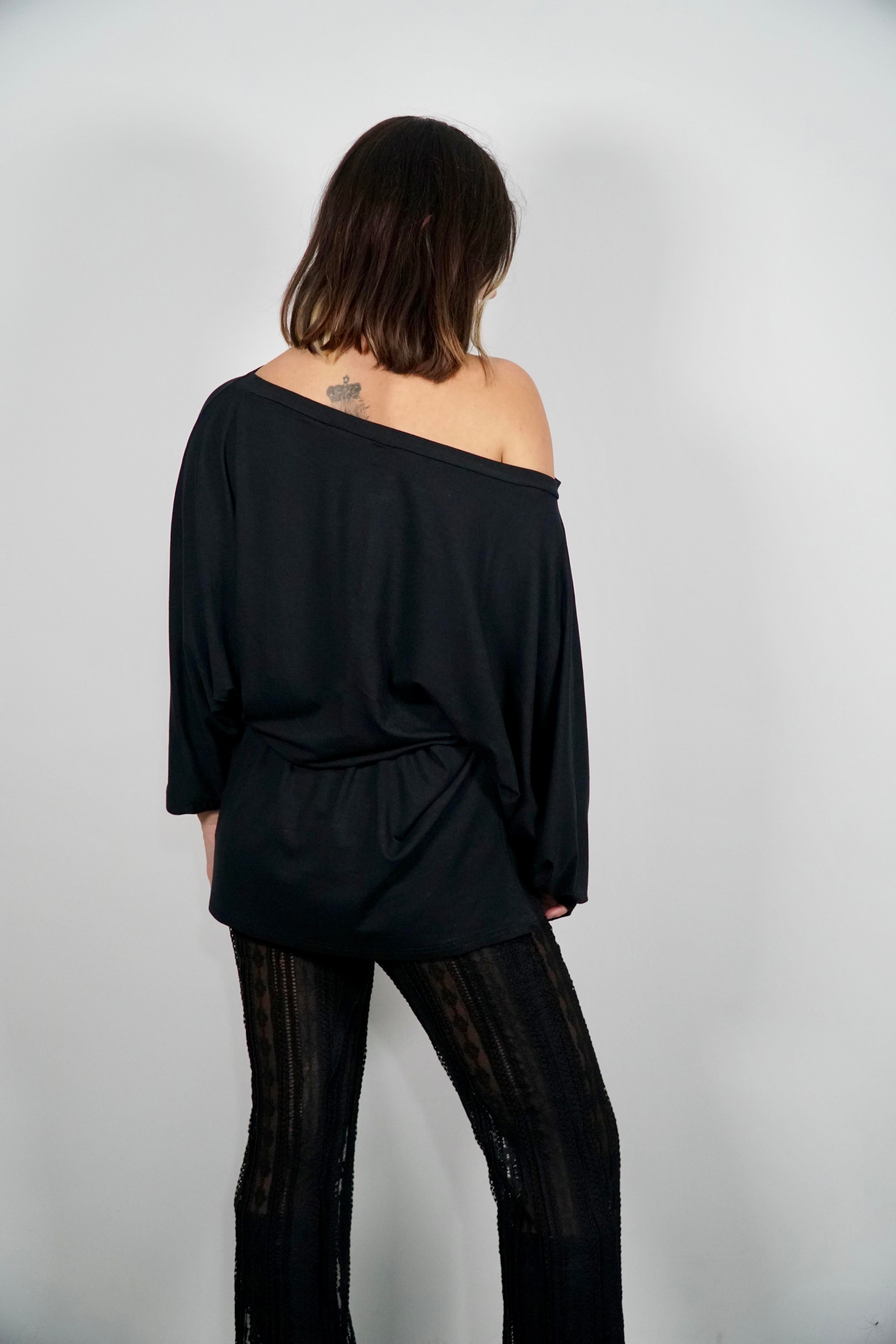 Tunik Elbise Siyah Oversize Kalıp